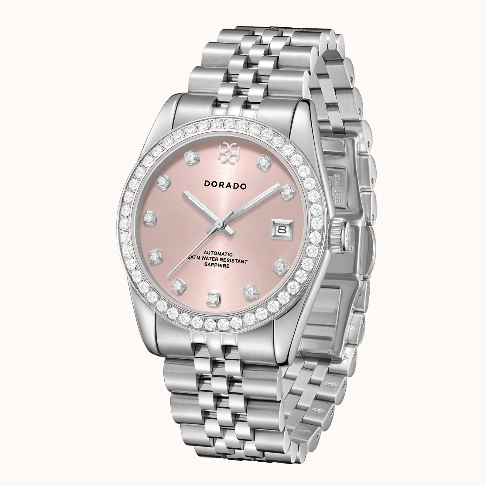 DORADO Iced Silver Timeless Watch - Pink - Image 5