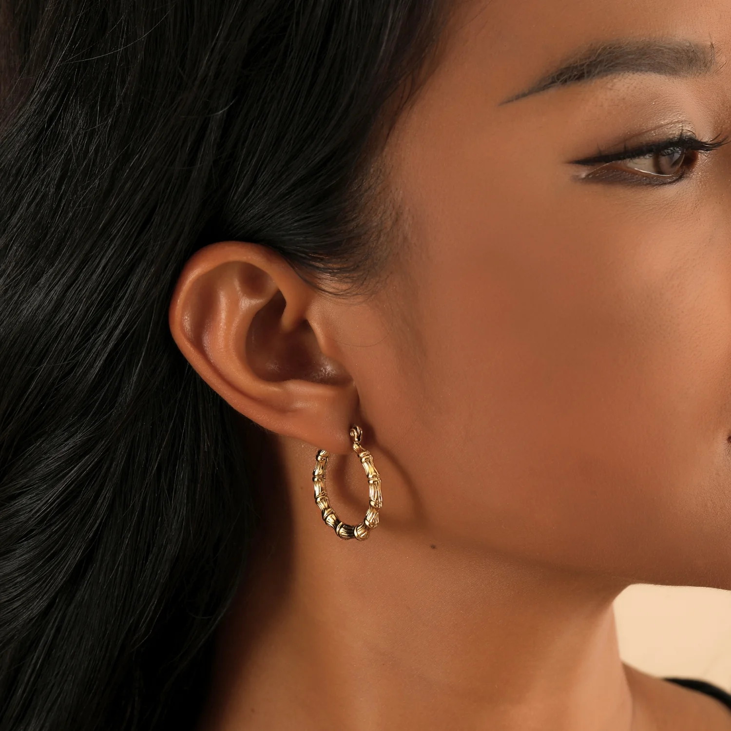 Bamboo Hoop Earrings - Image 5
