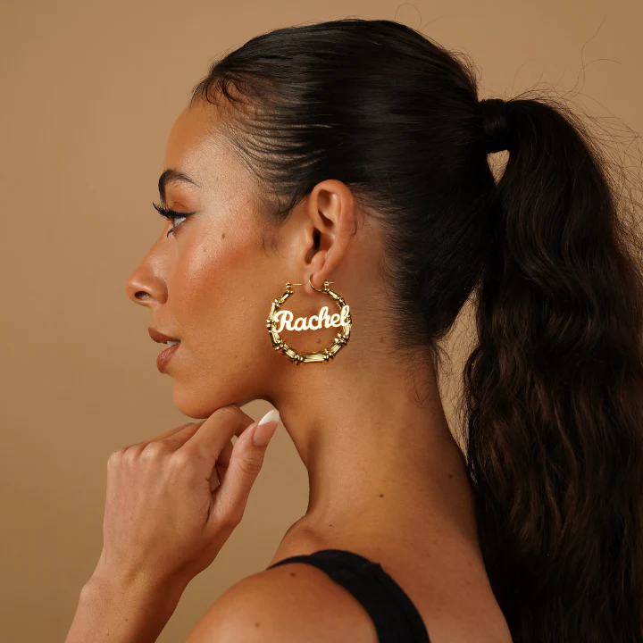 Bamboo Name Hoop Earrings - Image 6