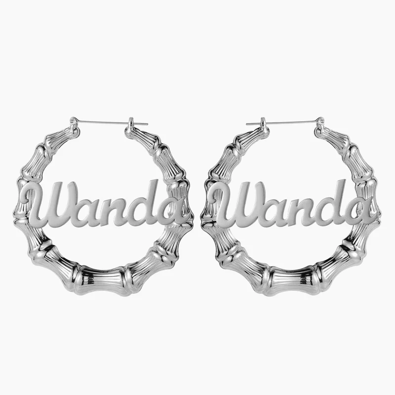 Bamboo Name Hoop Earrings - Image 7