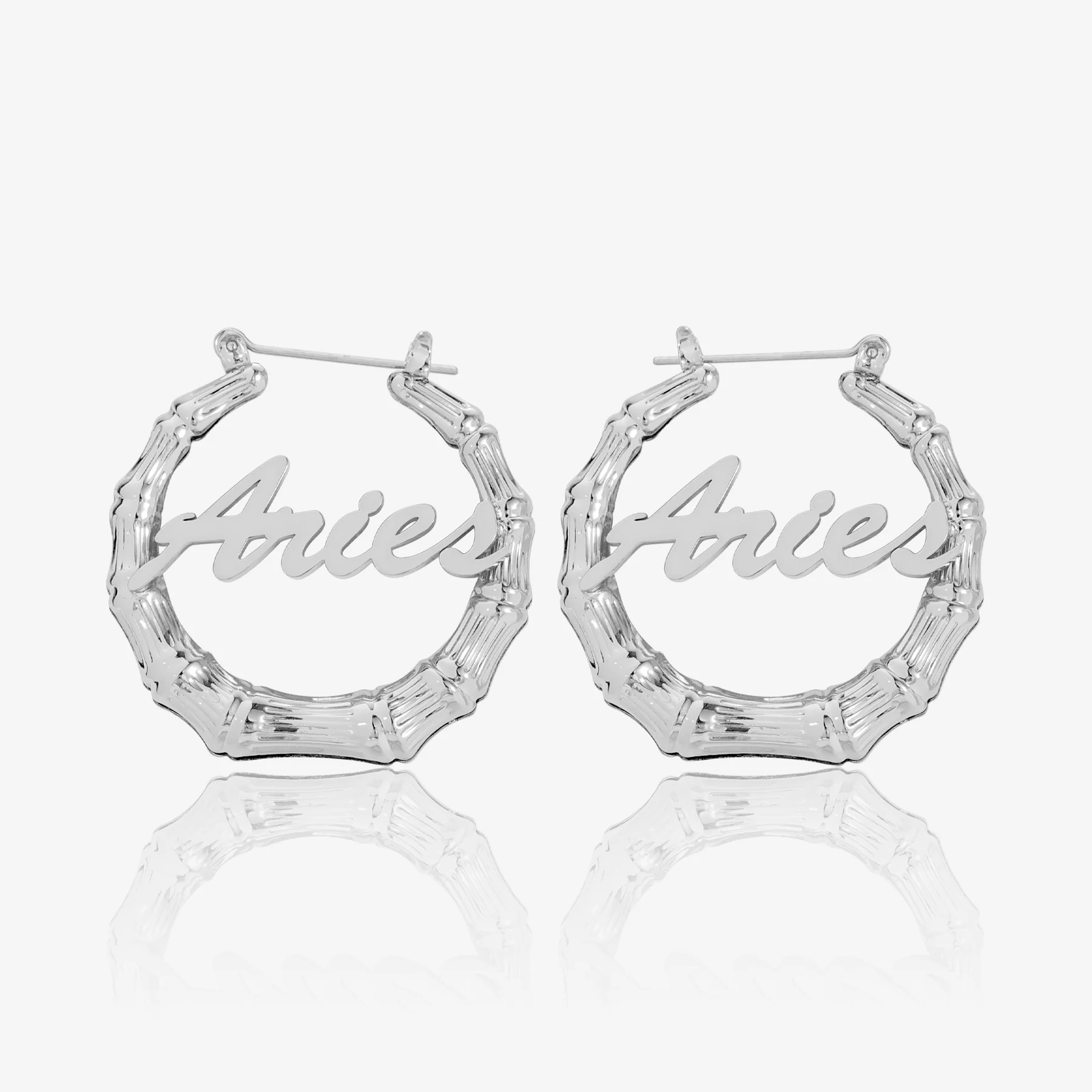Bamboo Script Name Hoop Earrings - Image 6