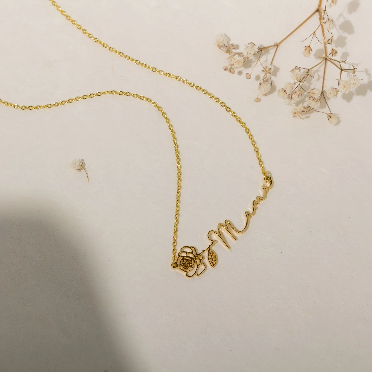 Birth Flower Horizontal Name Necklace - Image 8