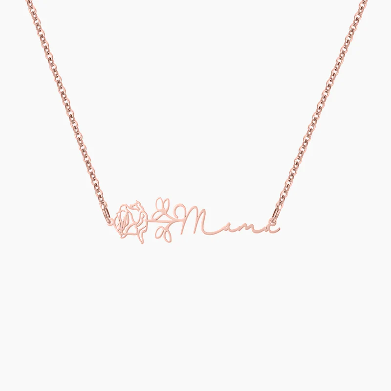 Birth Flower Horizontal Name Necklace - Image 9