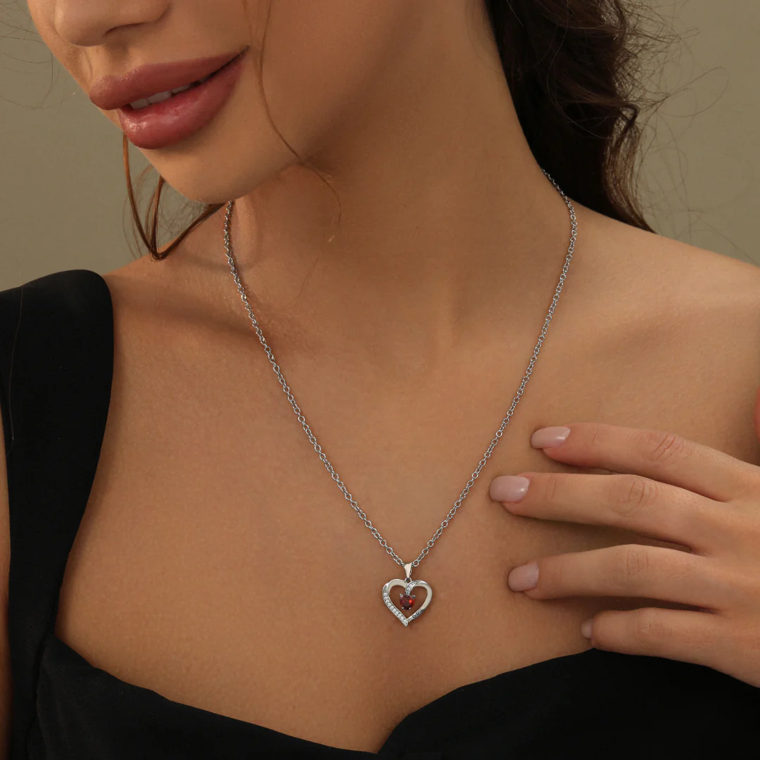 Birthstone Heart Shape Necklace - Image 4