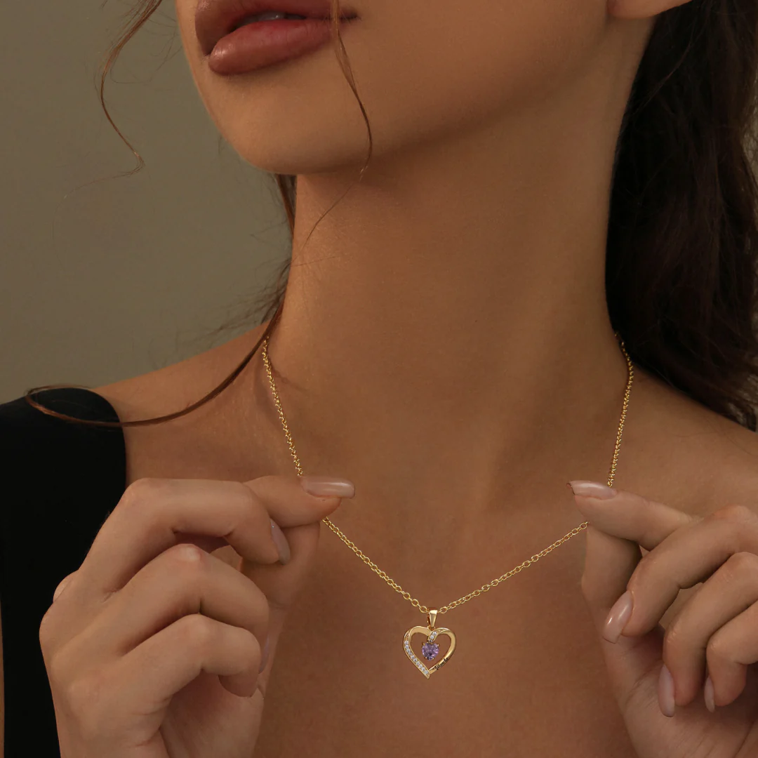 Birthstone Heart Shape Necklace - Image 6