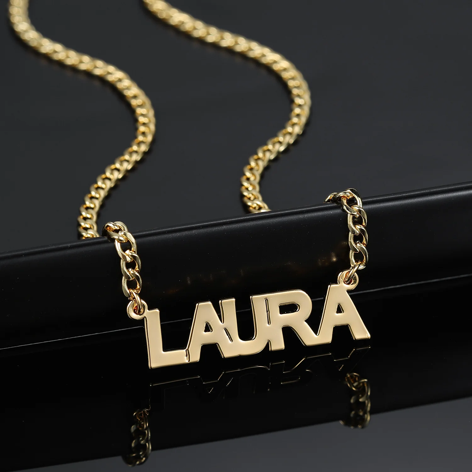 Block Name Necklace w/ Cuban Chain - Image 10