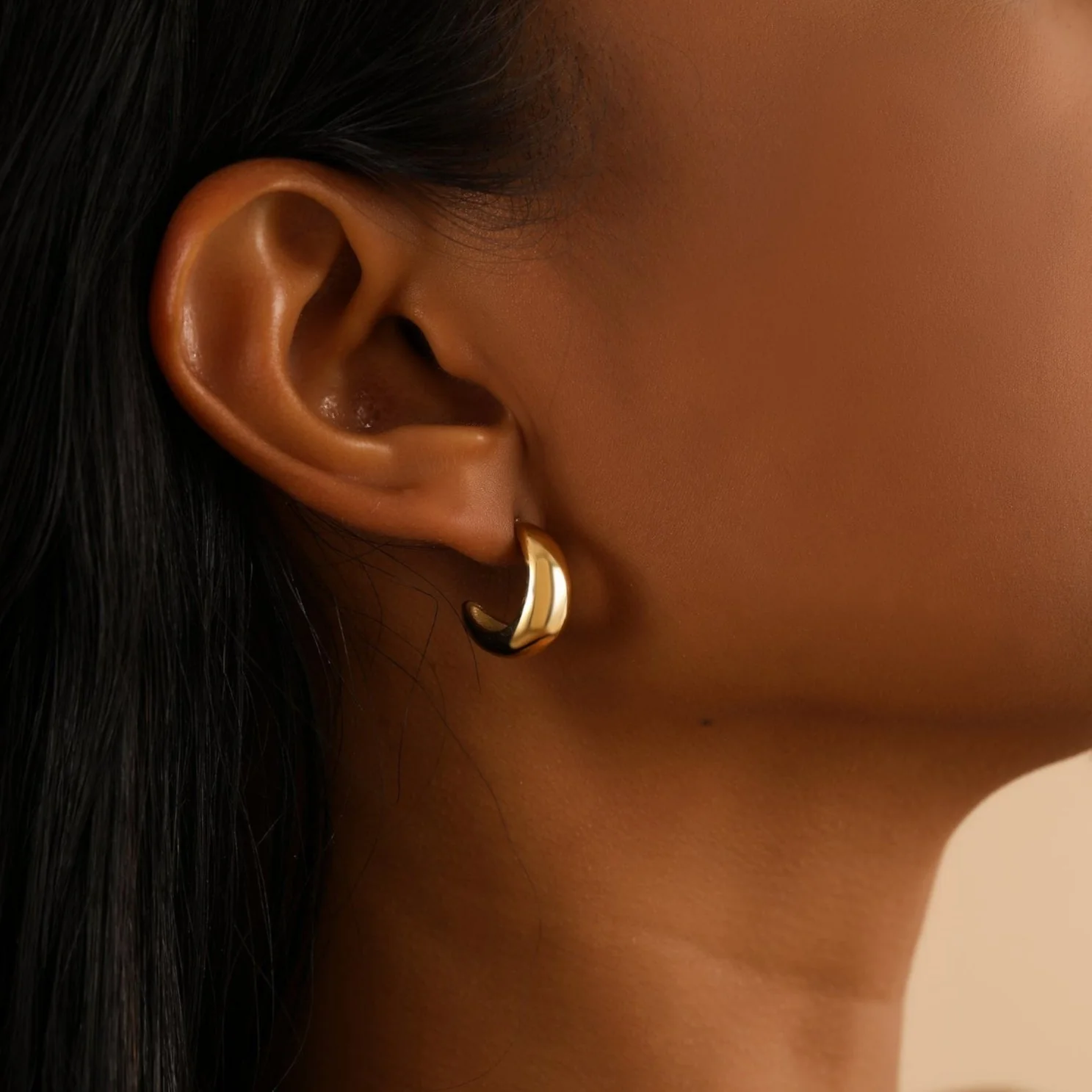 Bold Crescent Stud Earrings - Image 2