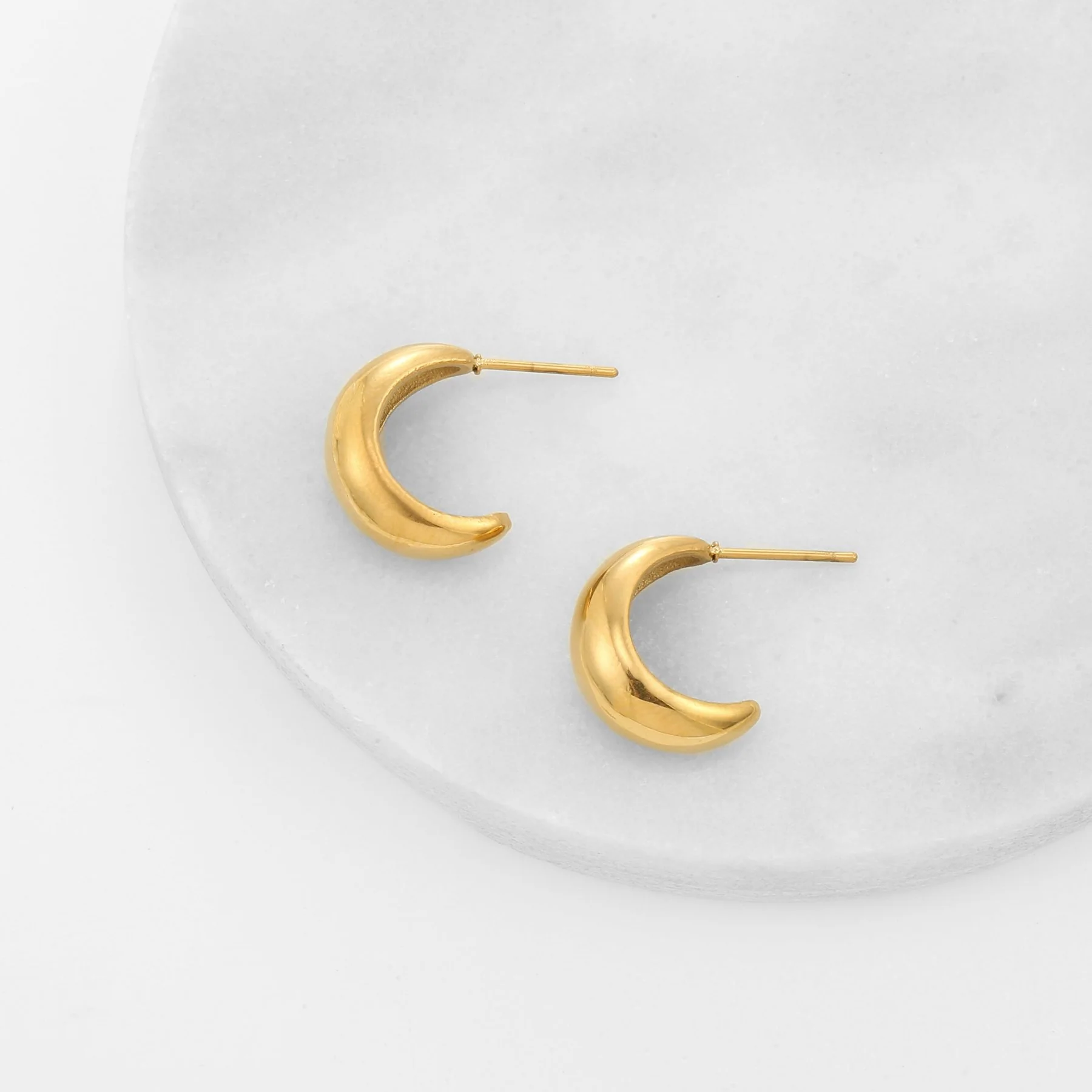 Bold Crescent Stud Earrings - Image 5