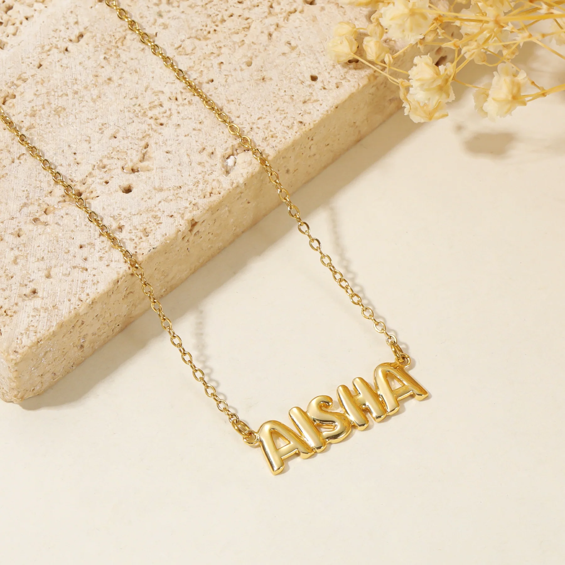 Bubble Letter Name Necklace - Image 4
