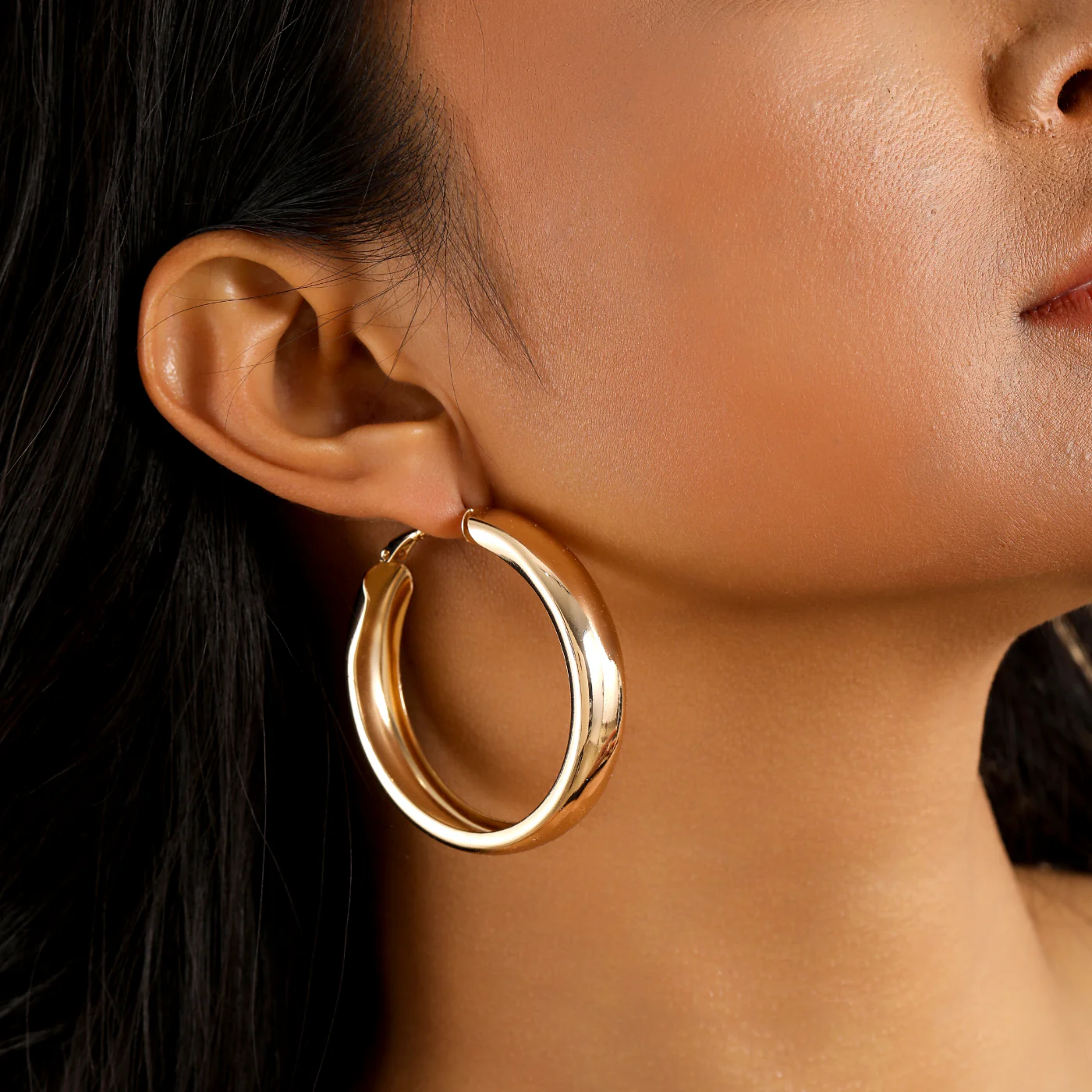 Chunky Hollow Hoop Earrings - Image 2