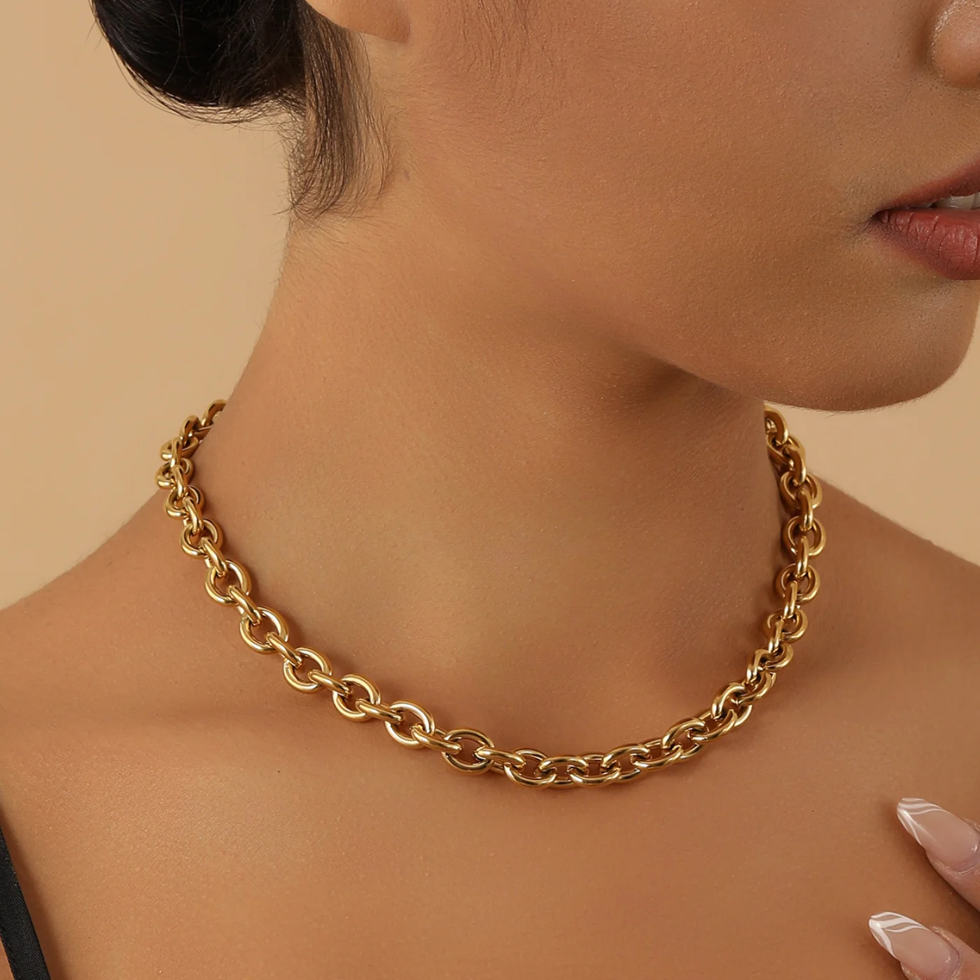 Chunky Rolo Chain Necklace - Image 2
