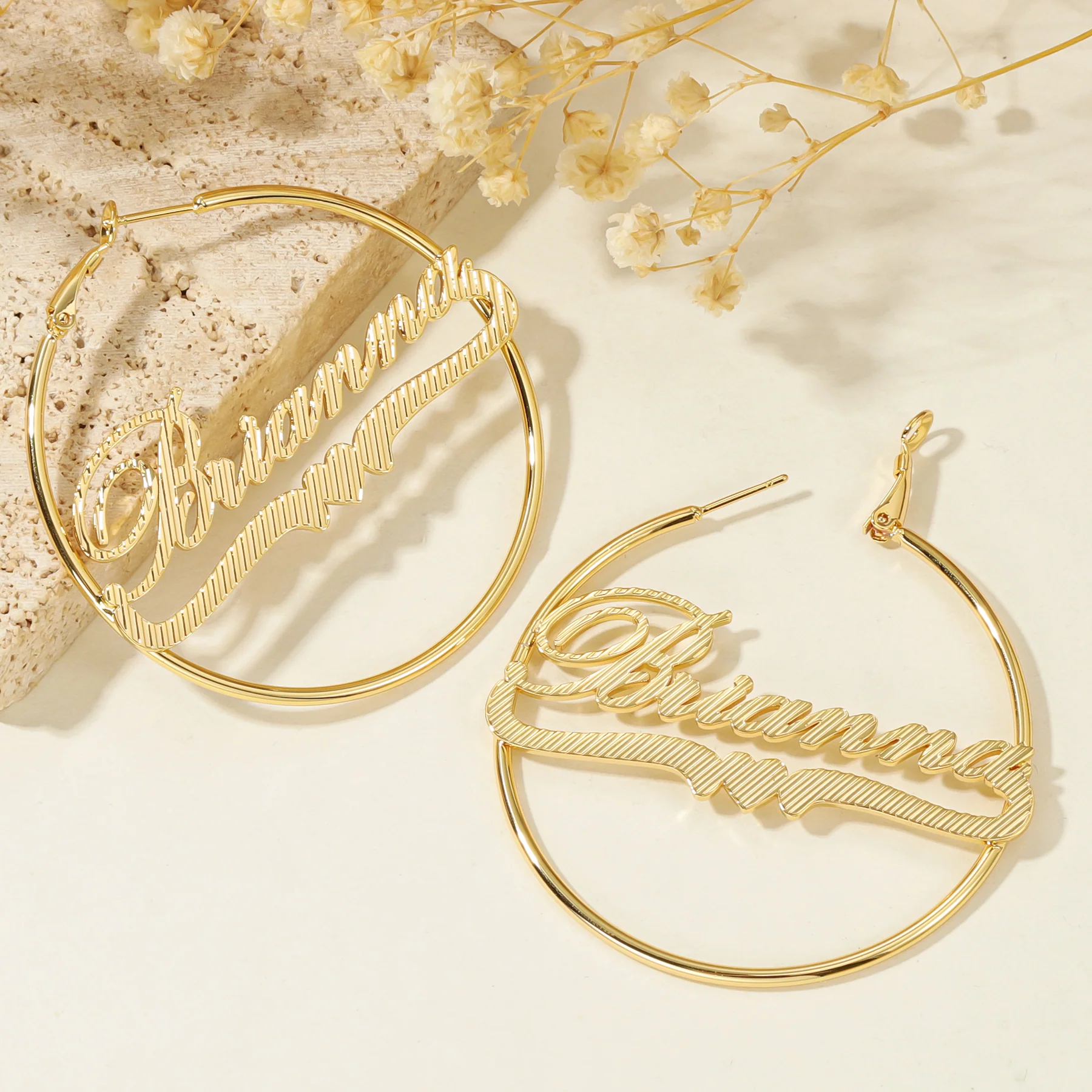 Classic Heart Name Hoop Earrings - Image 3