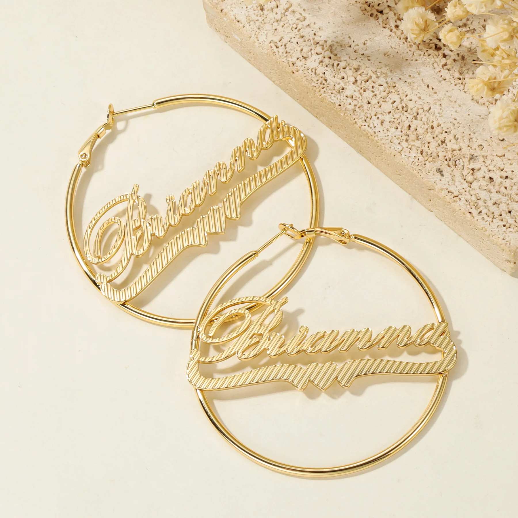 Classic Heart Name Hoop Earrings - Image 5