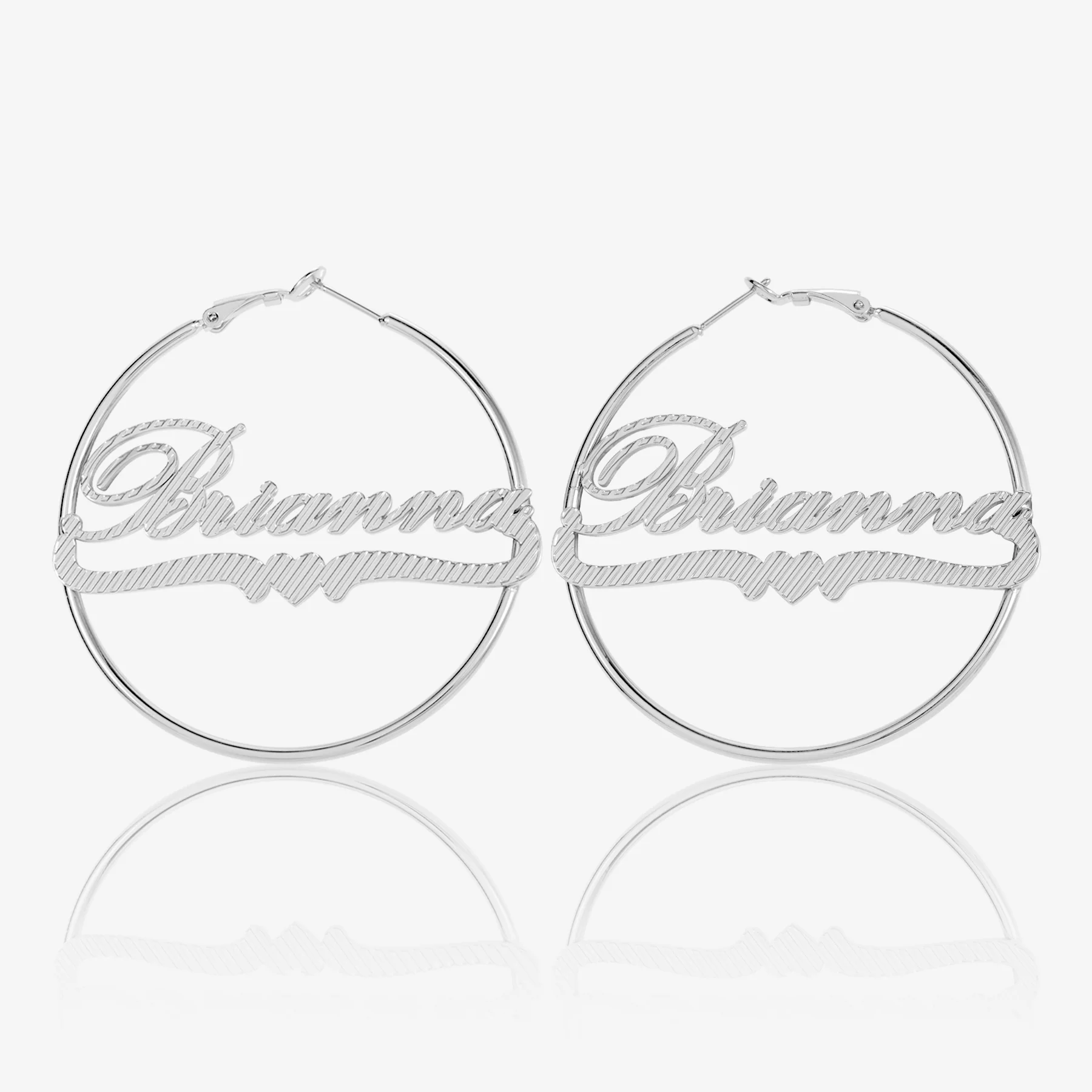 Classic Heart Name Hoop Earrings - Image 6