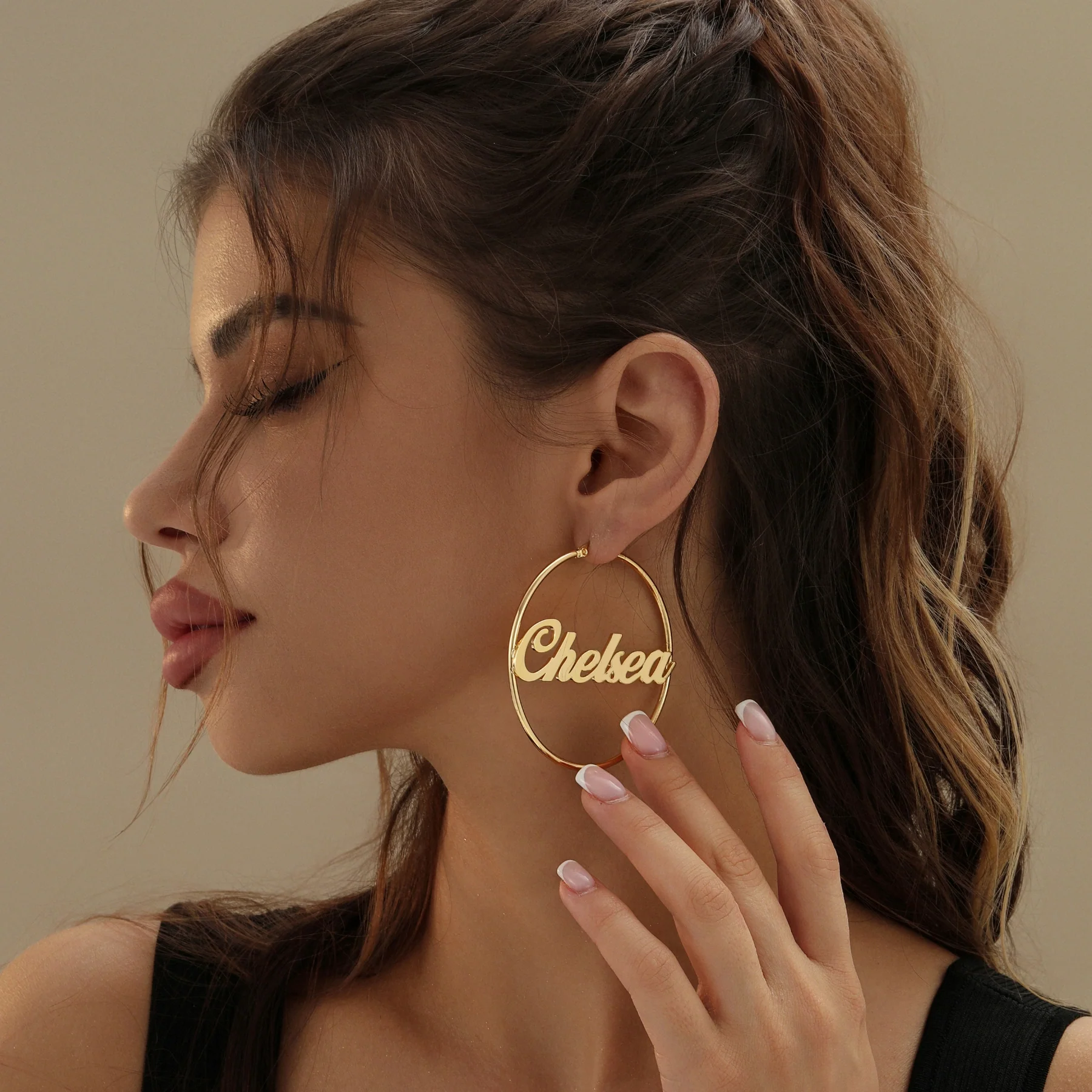 Classic Name Hoop Earrings - Image 2