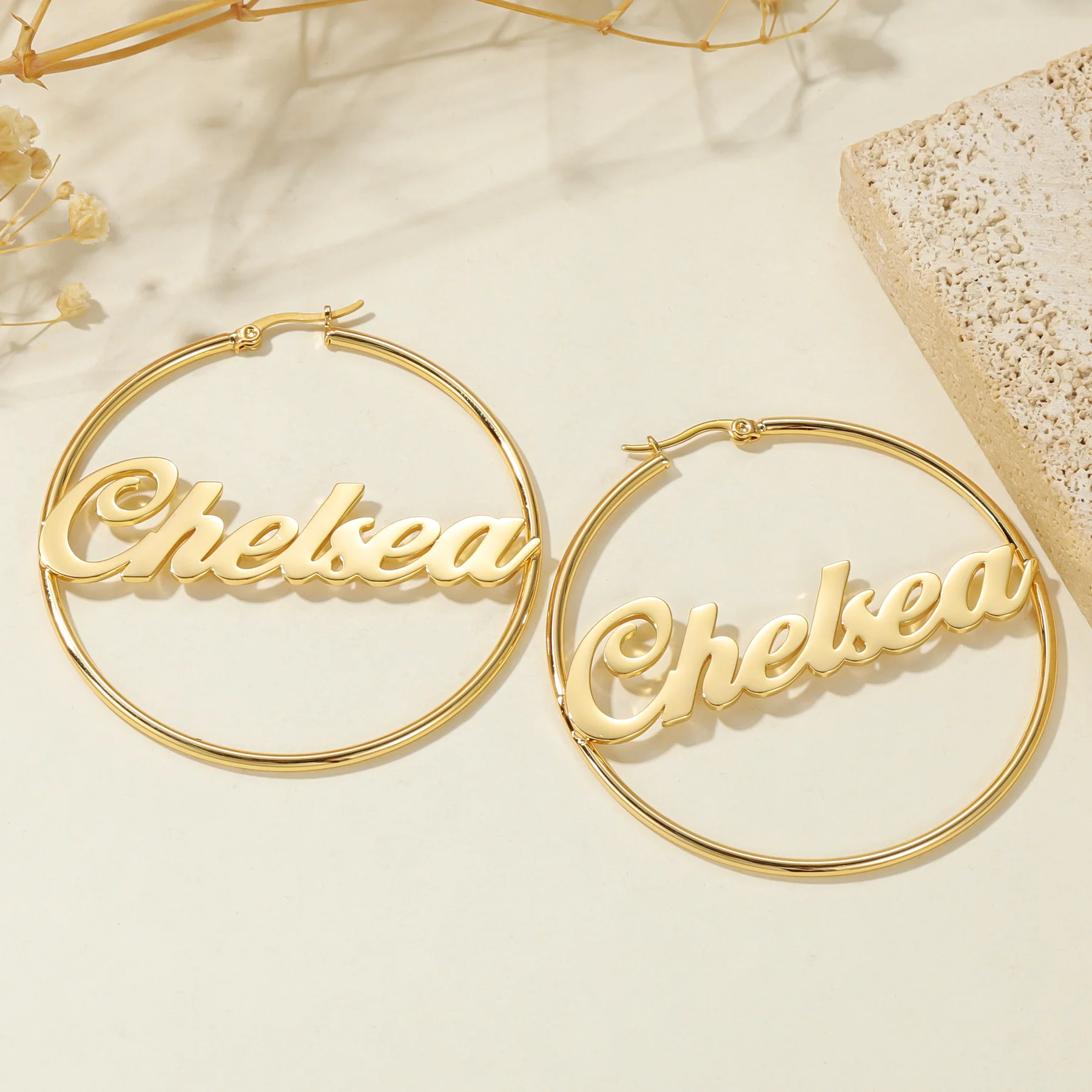 Classic Name Hoop Earrings - Image 3