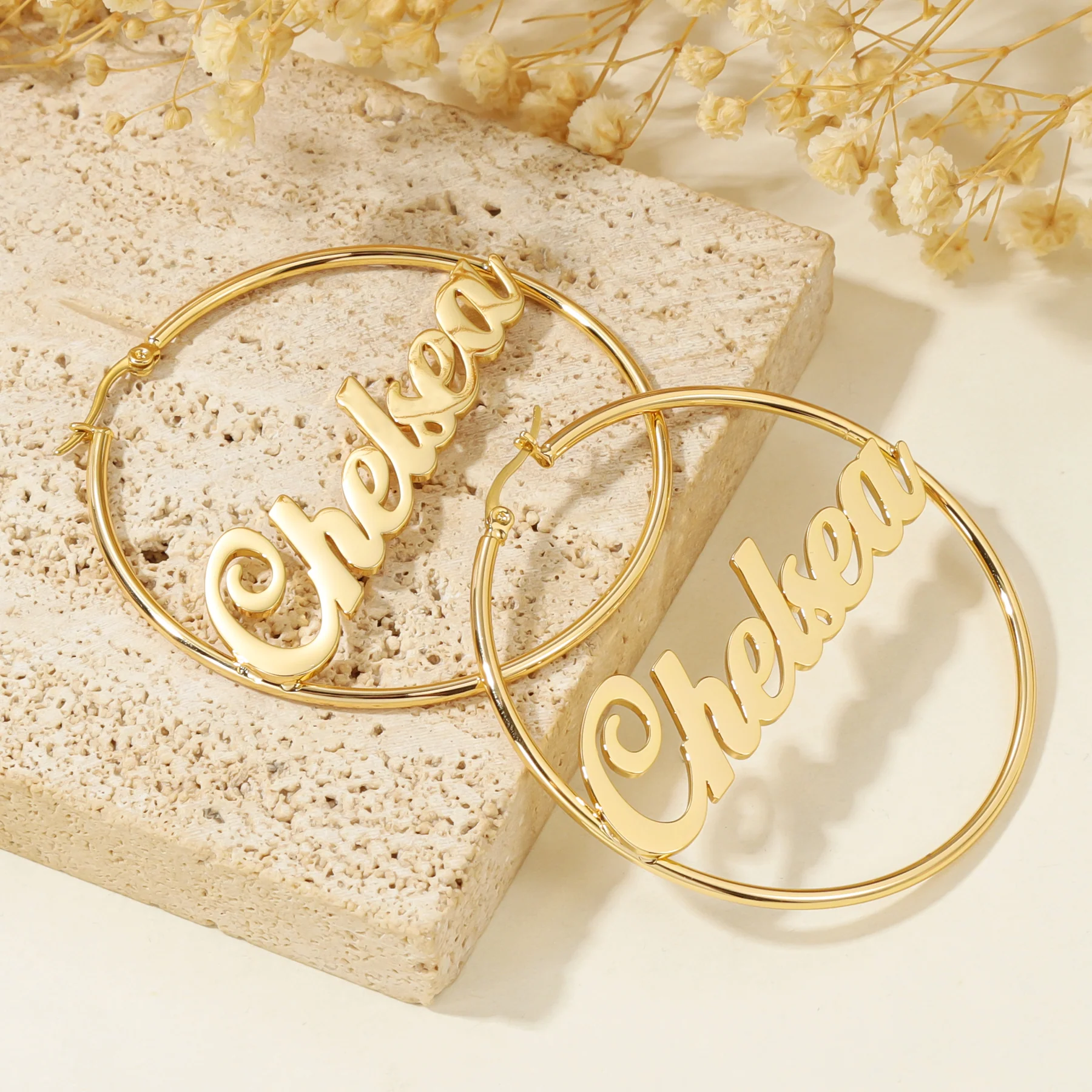 Classic Name Hoop Earrings - Image 4
