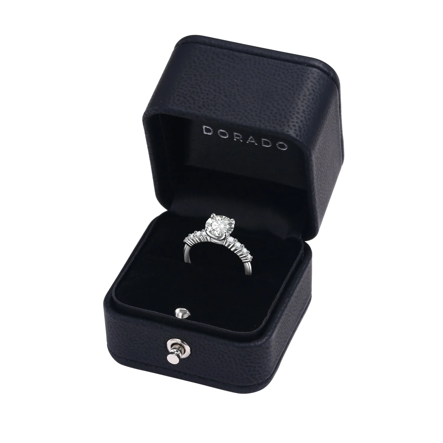 Classic Shared-Prong Round Cut Moissanite Engagement Ring - Image 3