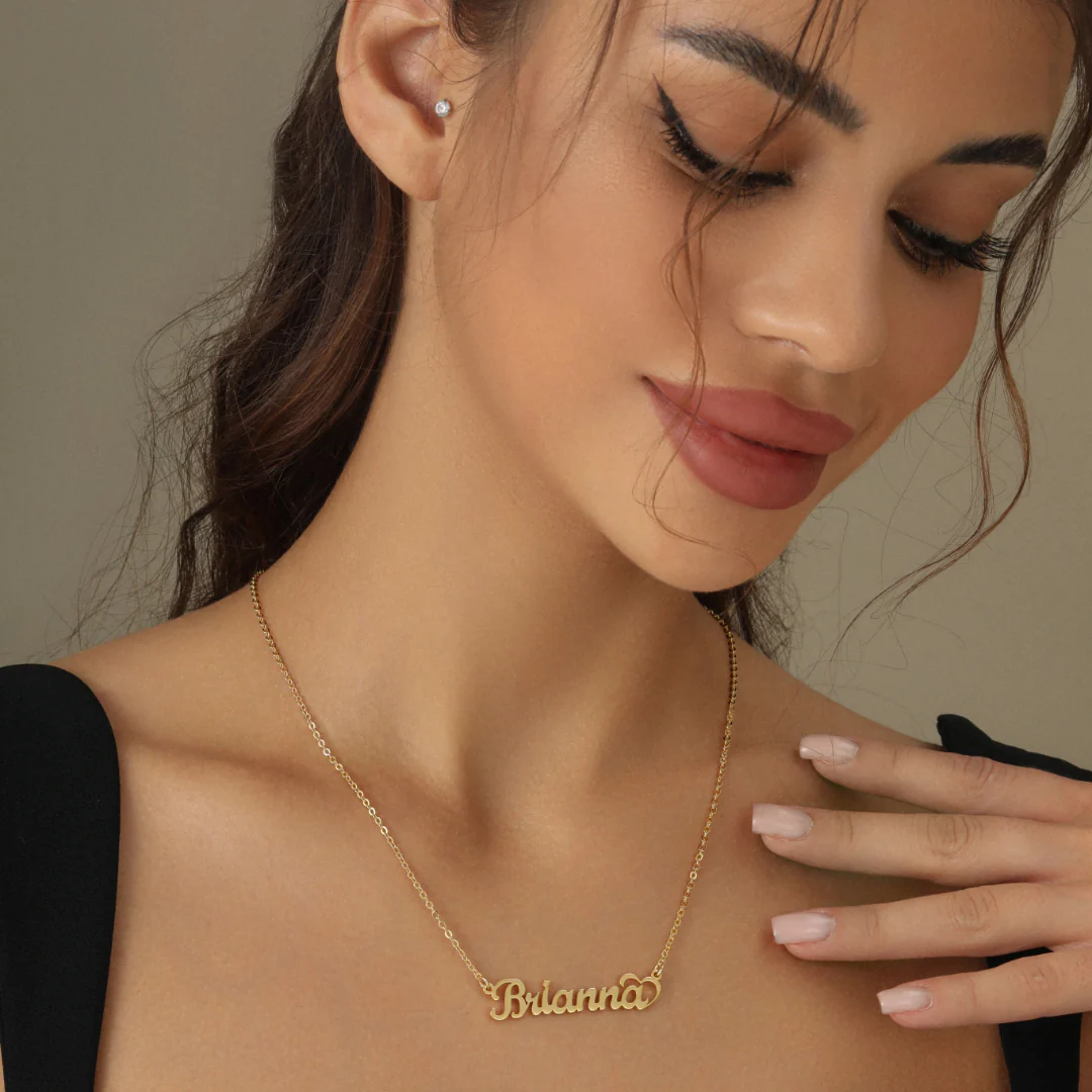 Crescent Heart Name Necklace - Image 3