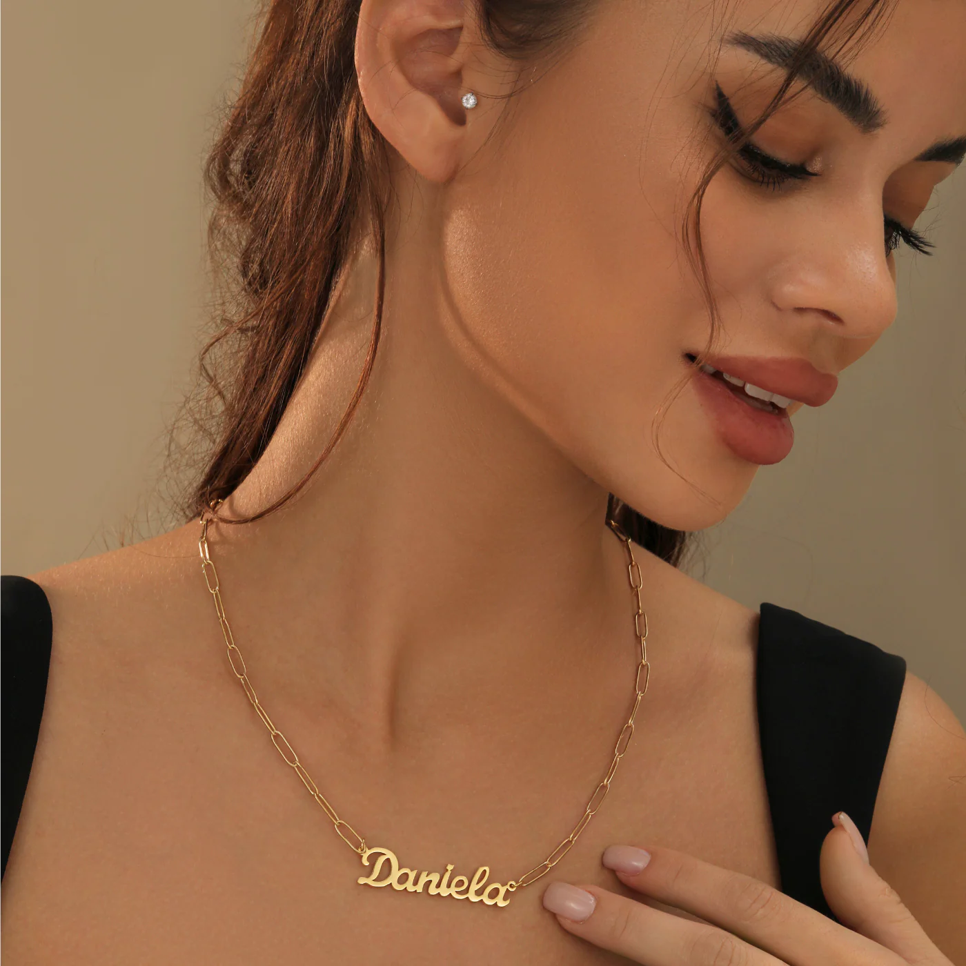 Custom Name Necklace w/ Paper Clip Chain - Image 3