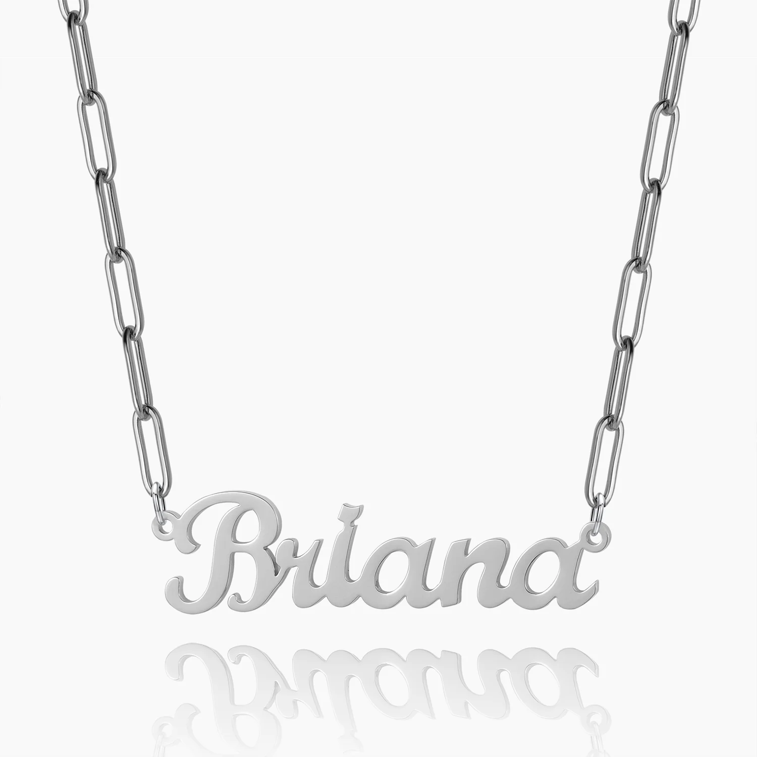 Custom Name Necklace w/ Paper Clip Chain - Image 4