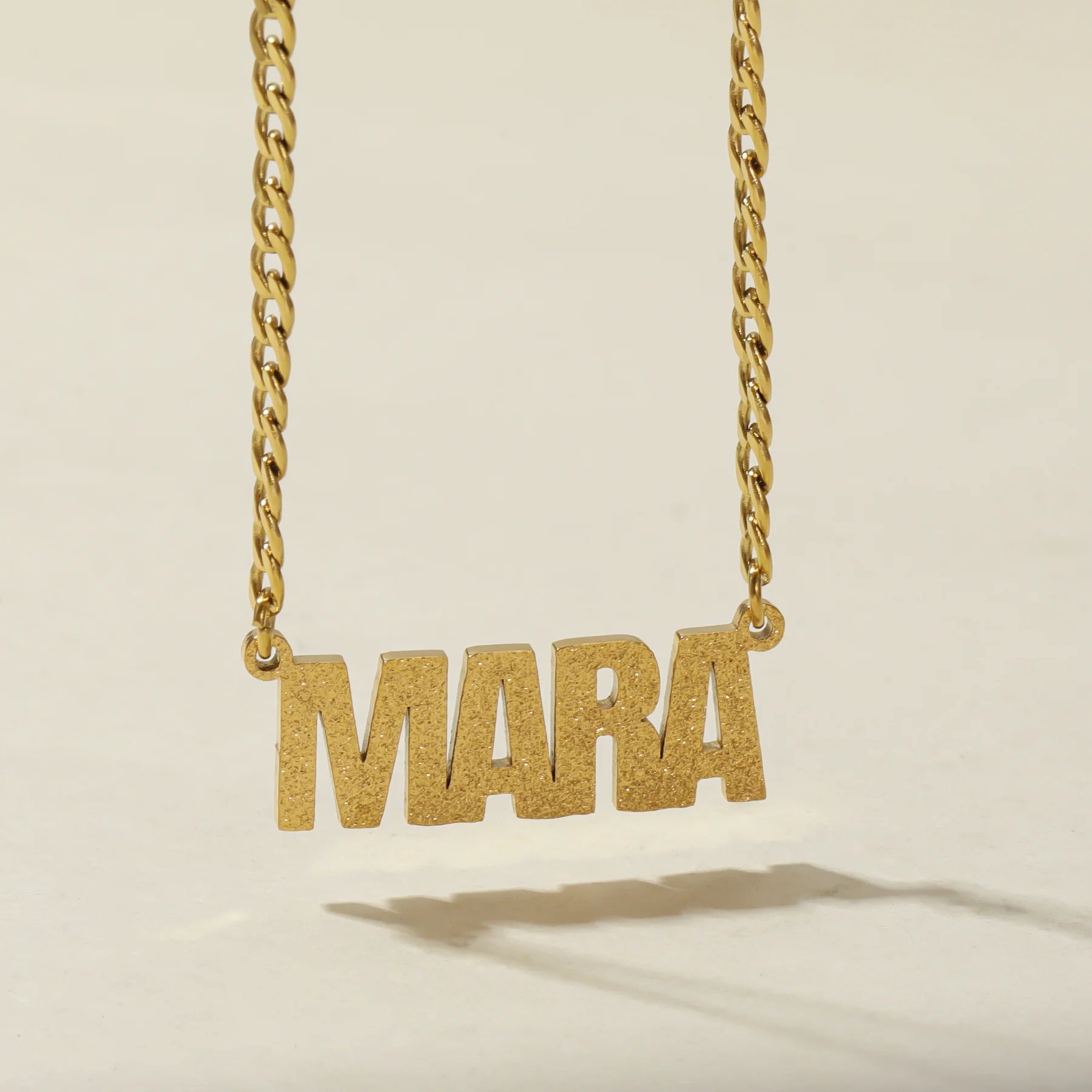 Diamond Cut Block Name Necklace - Image 3