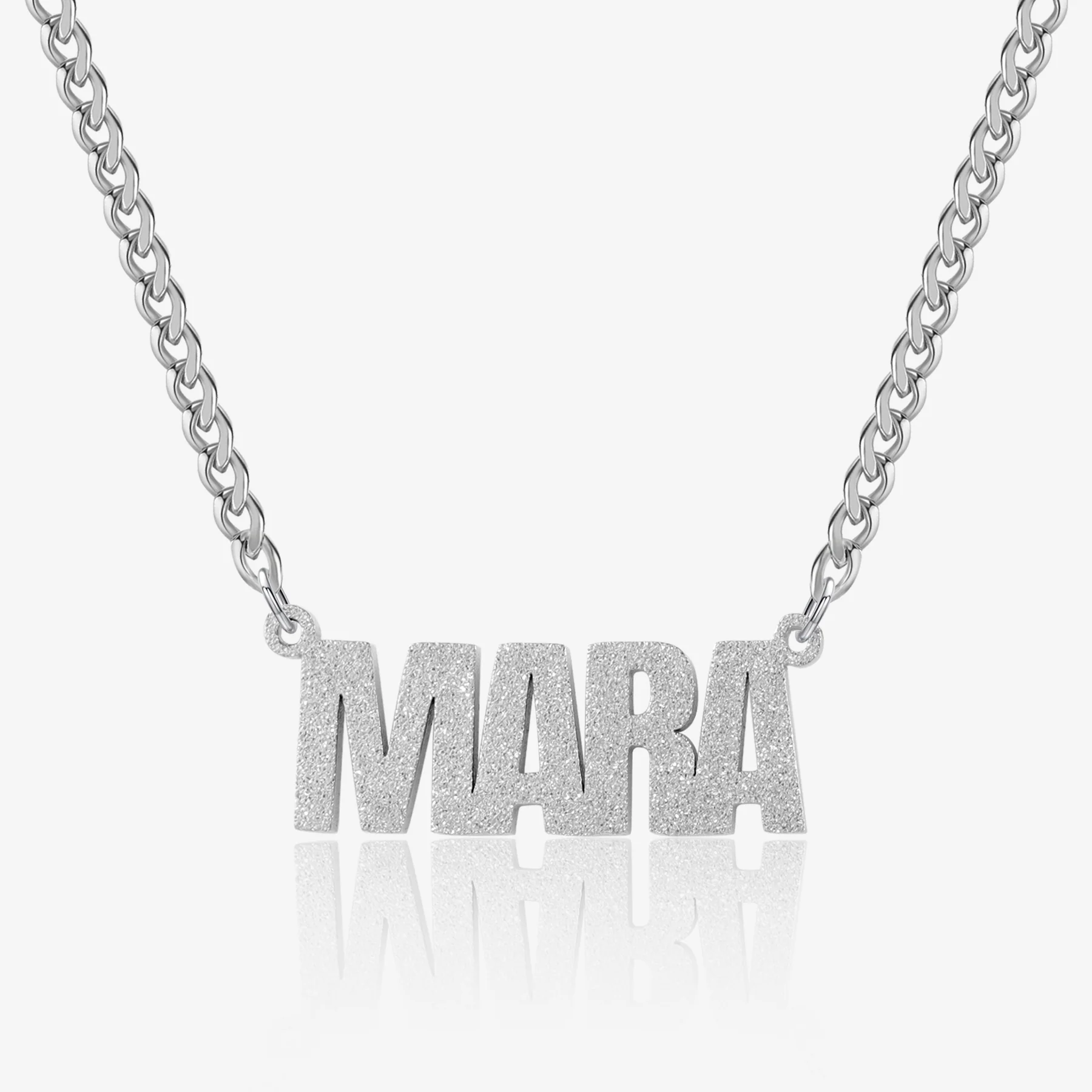 Diamond Cut Block Name Necklace - Image 5