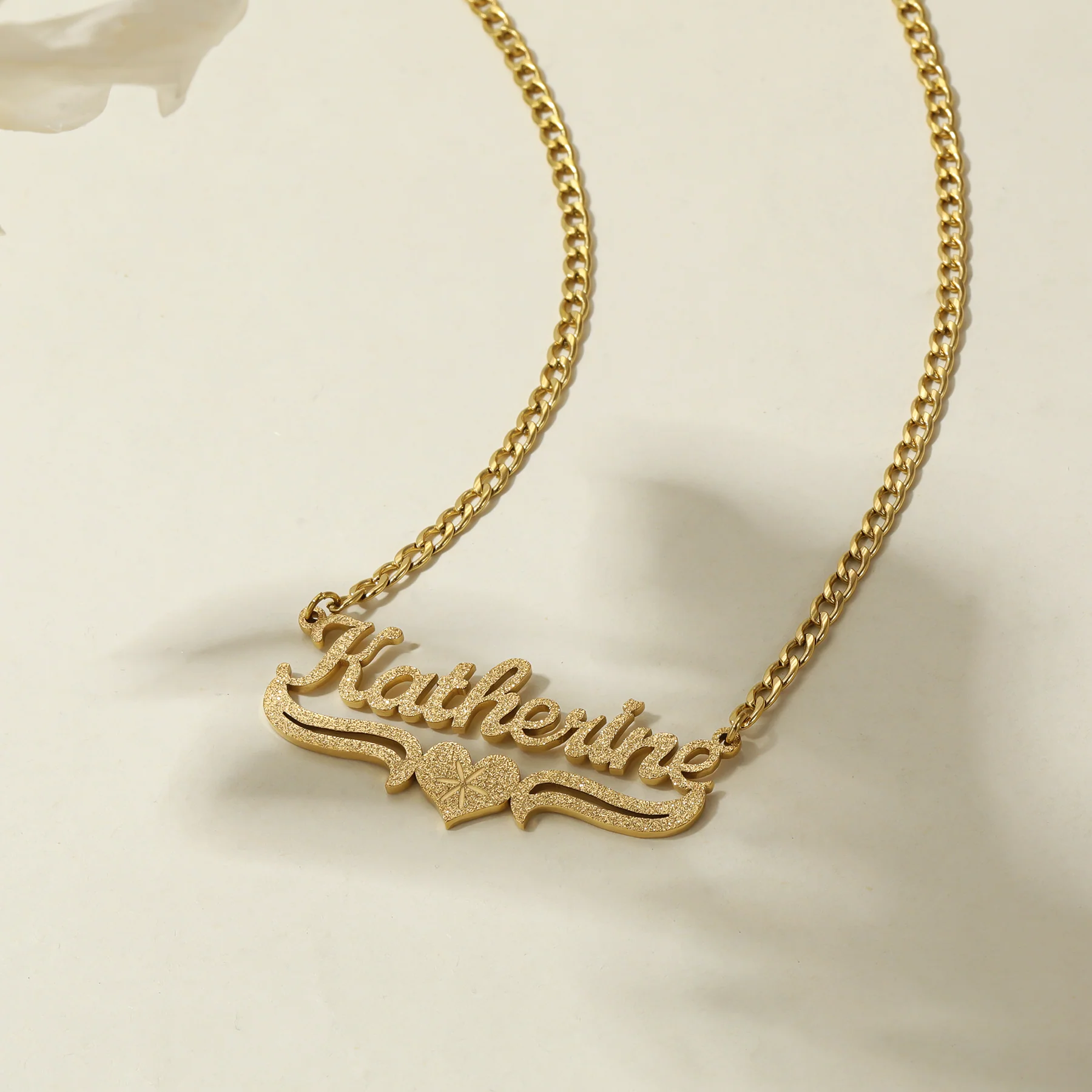 Diamond Cut Love Heart Name Necklace - Image 3