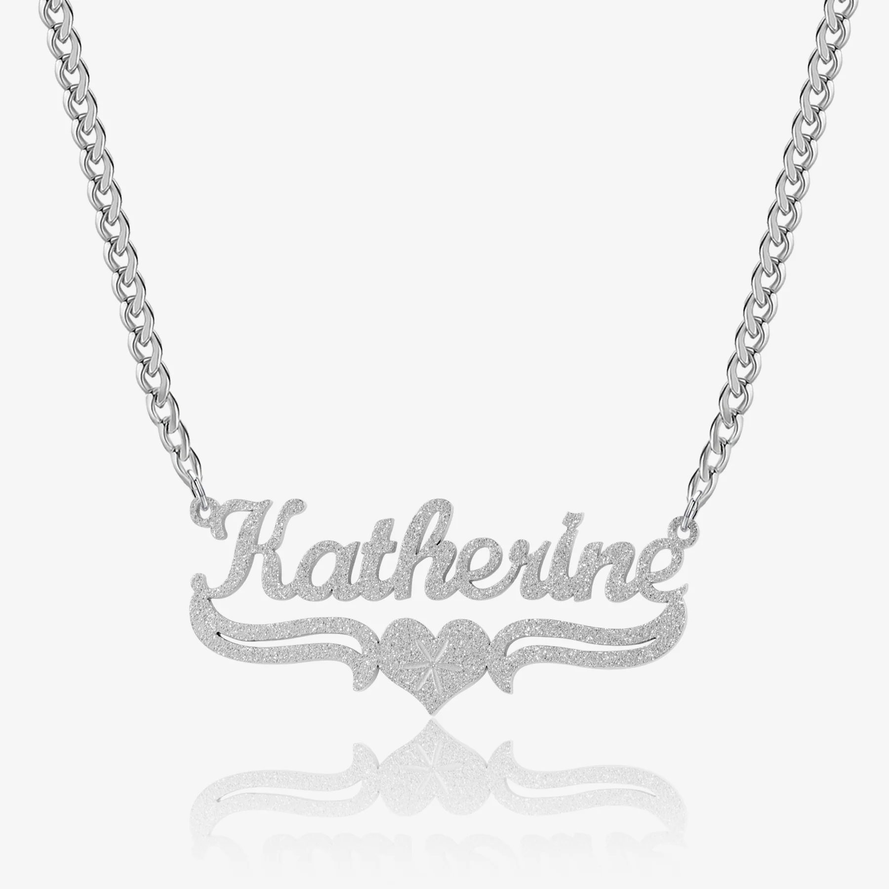 Diamond Cut Love Heart Name Necklace - Image 5