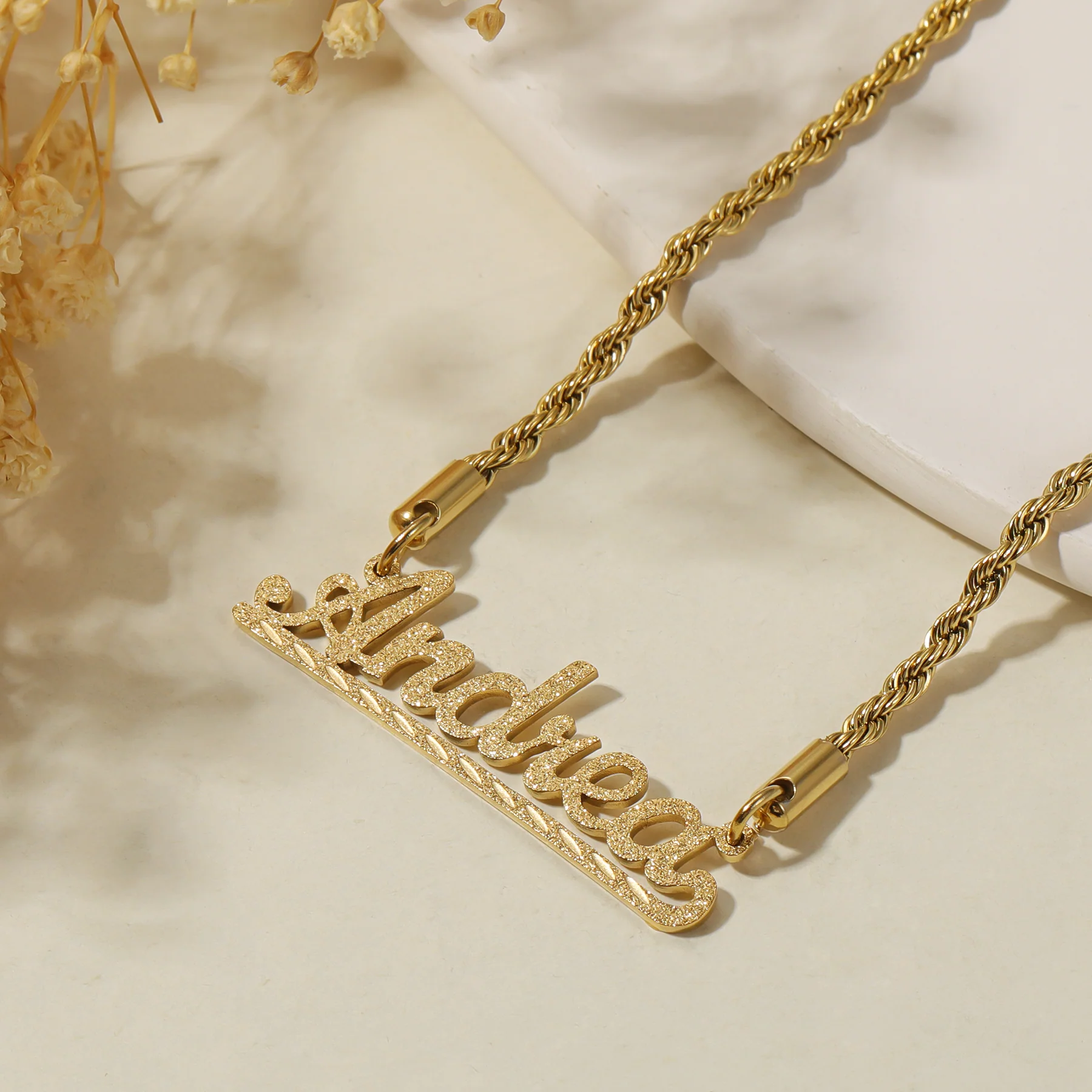 Diamond Cut Underline Name Necklace - Image 4