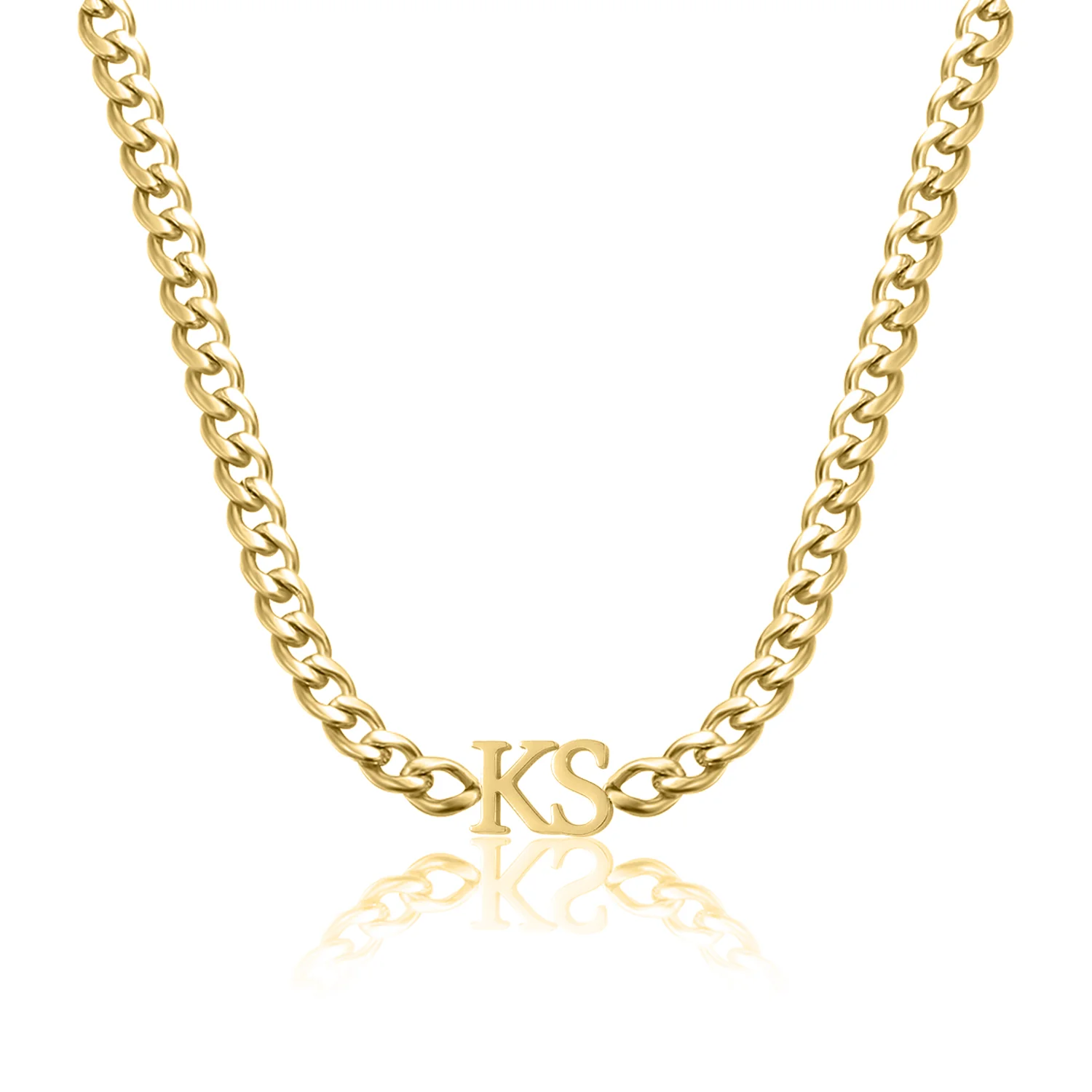 Initials Choker w/ XL Cuban Chain - Image 10