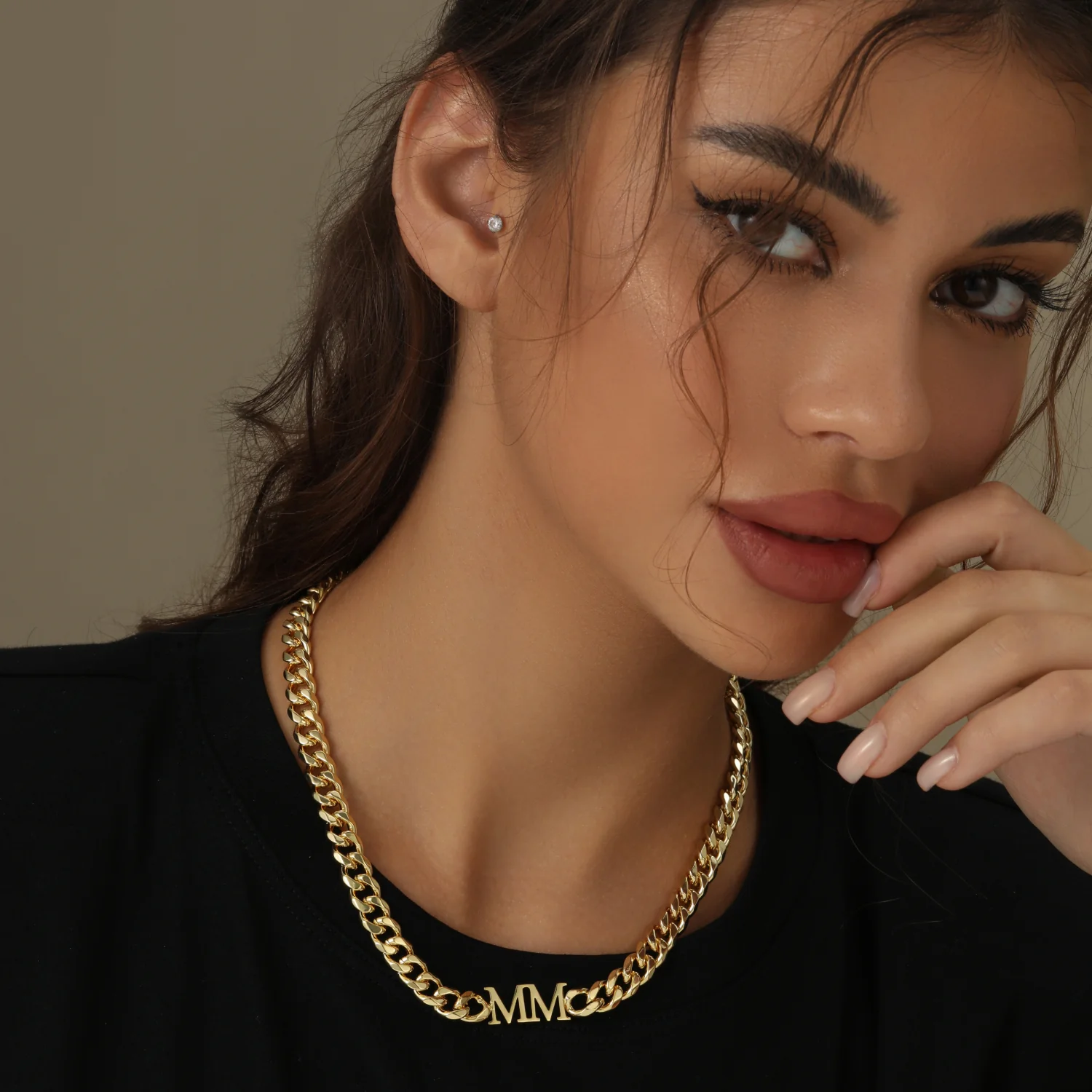 Initials Choker w/ XL Cuban Chain - Image 12