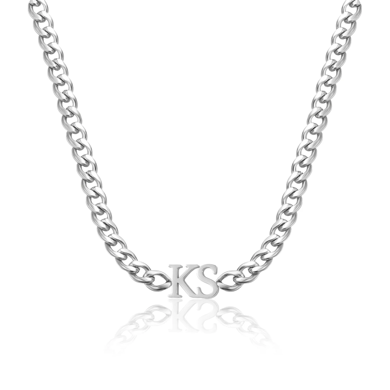 Initials Choker w/ XL Cuban Chain - Image 14
