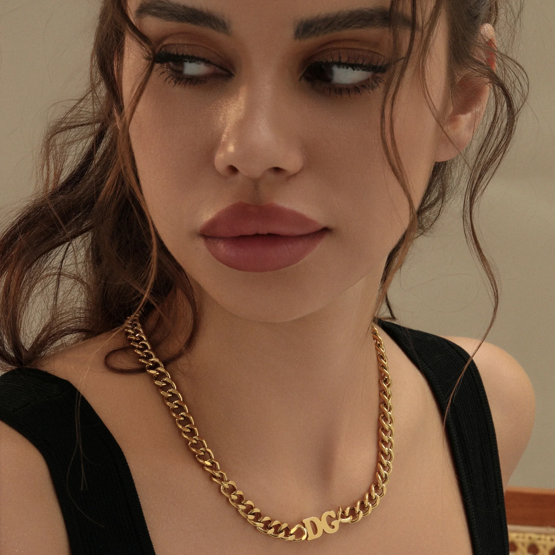 Initials Choker w/ XL Cuban Chain - Image 6