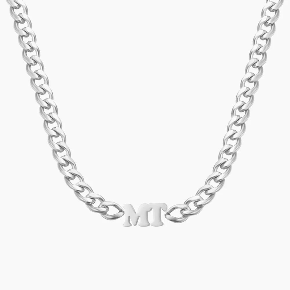 Initials Choker w/ XL Cuban Chain - Image 7