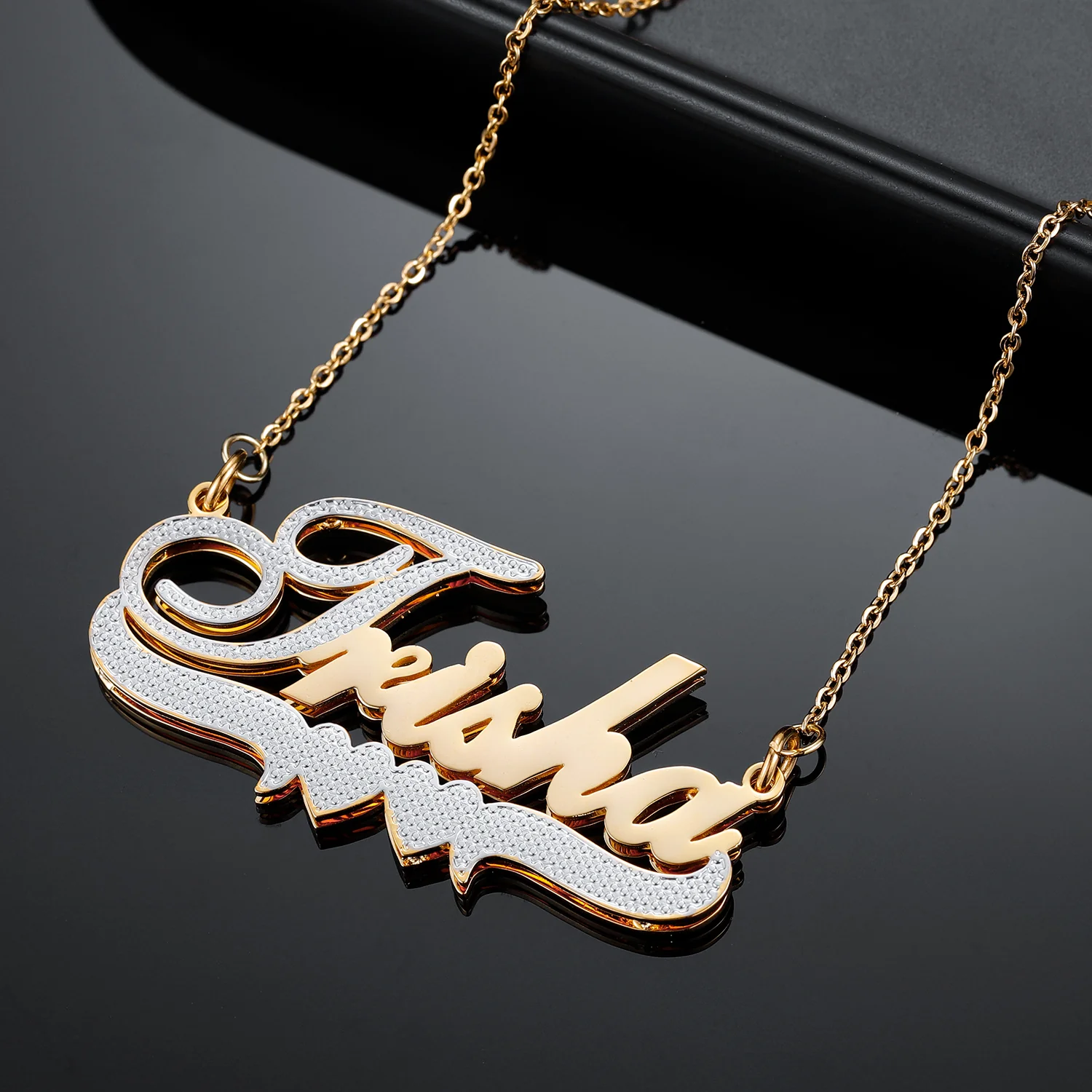 Double Plated Double Heart Name Necklace - Image 3