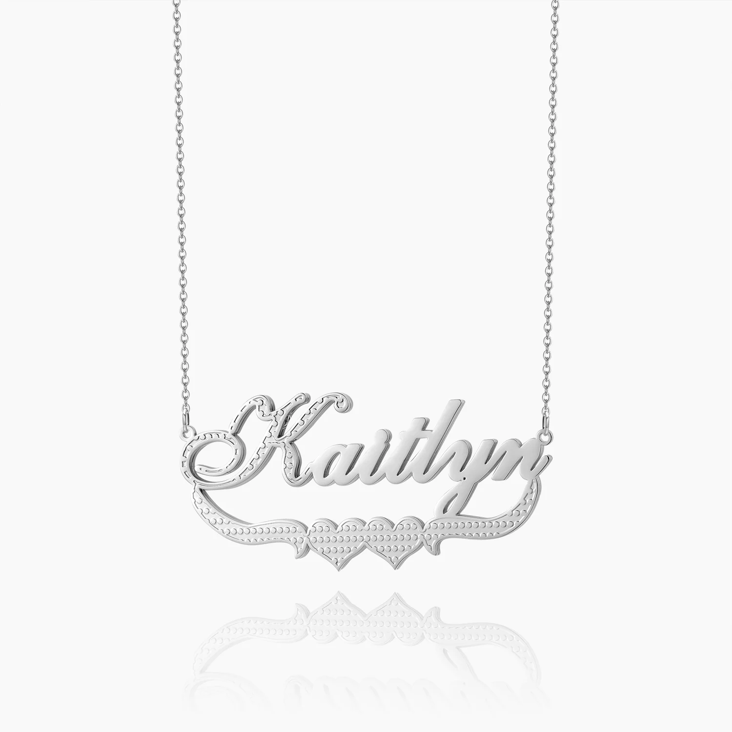 Double Plated Double Heart Name Necklace - Image 4