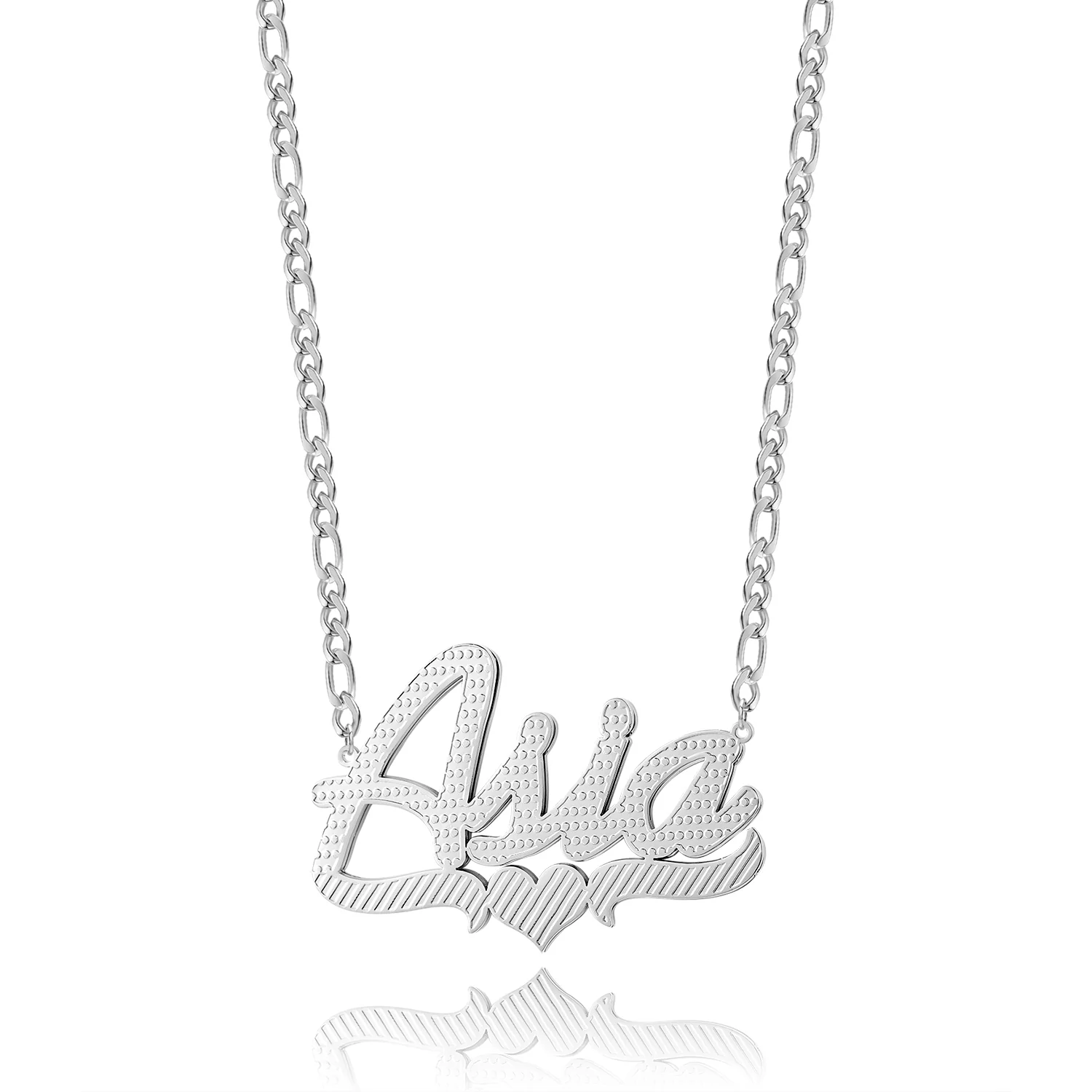 Double Plated Heart Script Name Necklace - Image 3