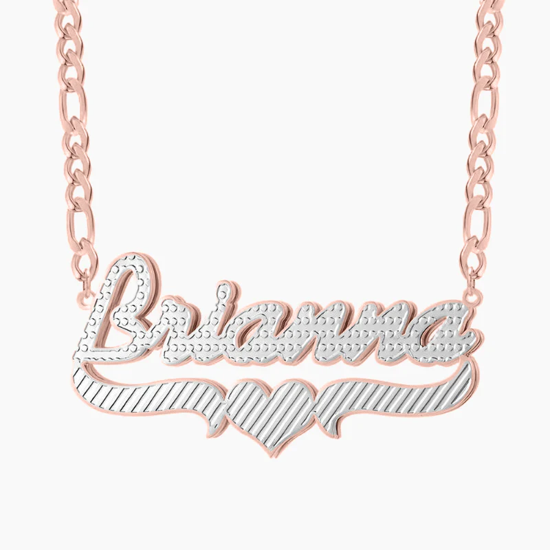 Double Plated Heart Script Name Necklace - Image 4