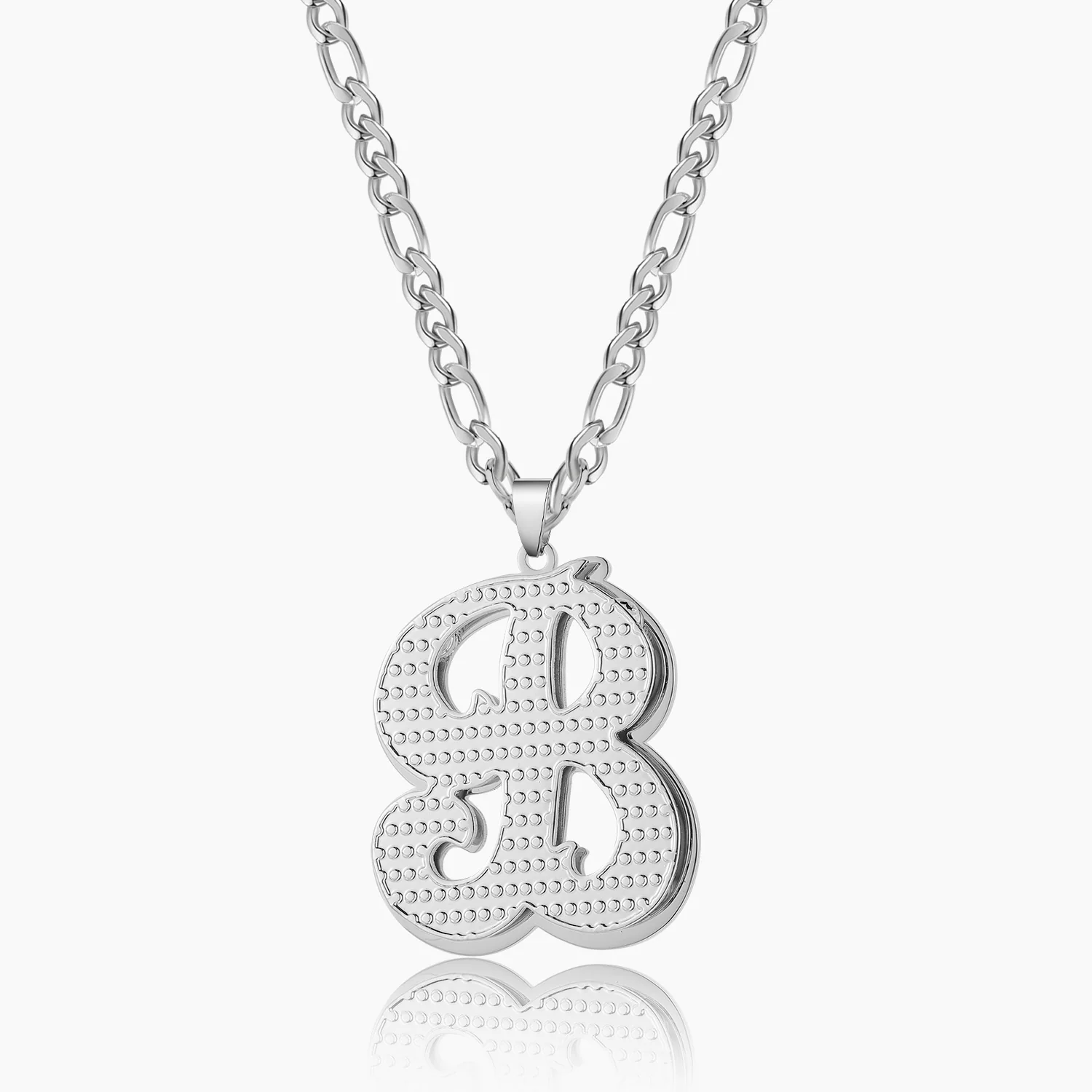 Double Plated Initial Necklace w/ Figaro Chain - Image 4