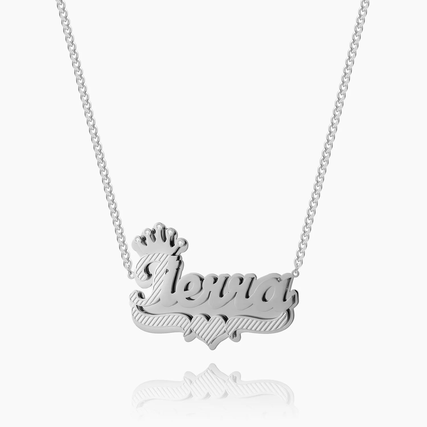 Double Plated Royal Name Necklace w/ Cuban Chain - Image 4