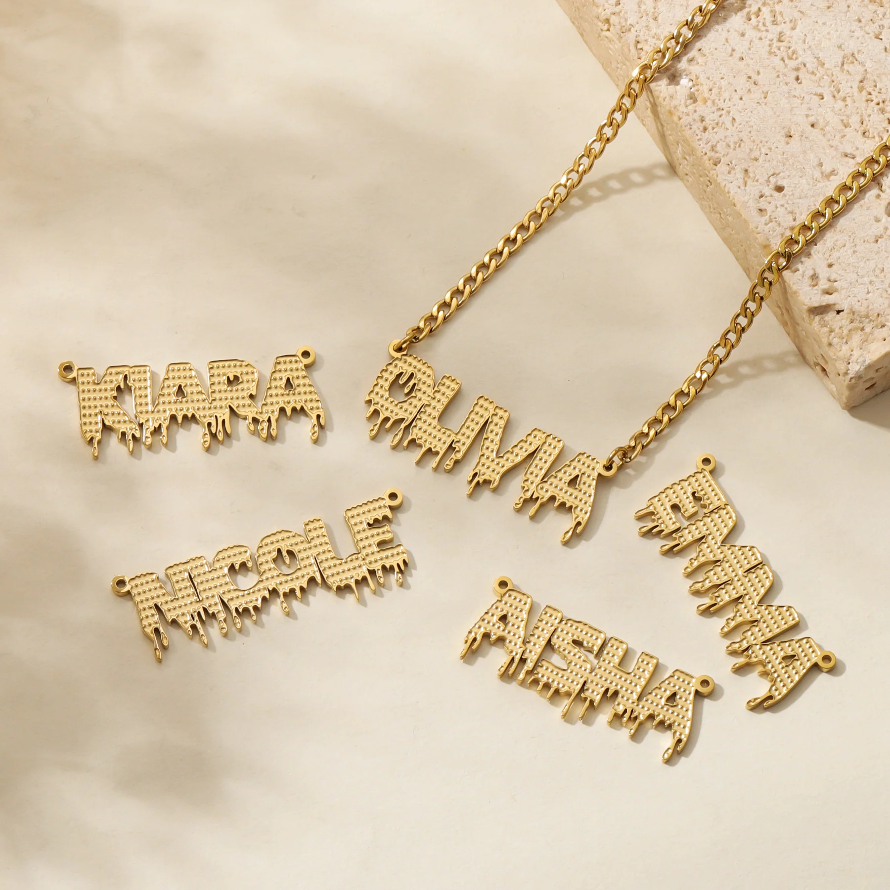 Drippy Name Necklace w/ Cuban Chain - Image 6