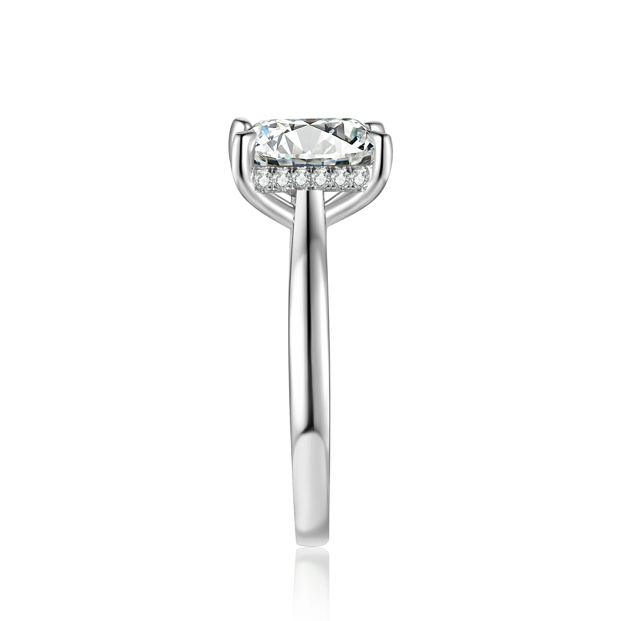 Emerald Cut Moissanite Engagement Ring With Hidden Halo - Image 7