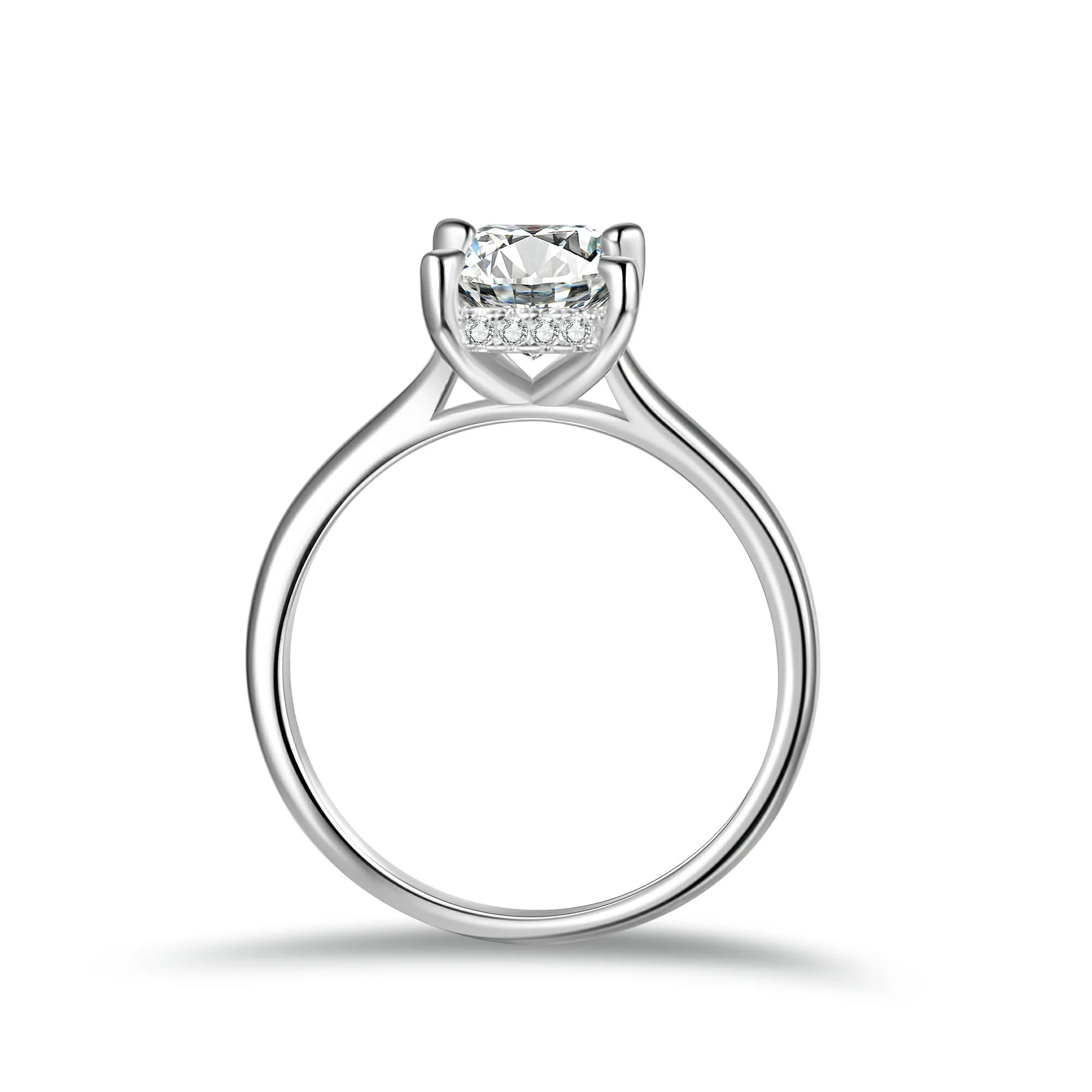 Emerald Cut Moissanite Engagement Ring With Hidden Halo - Image 8