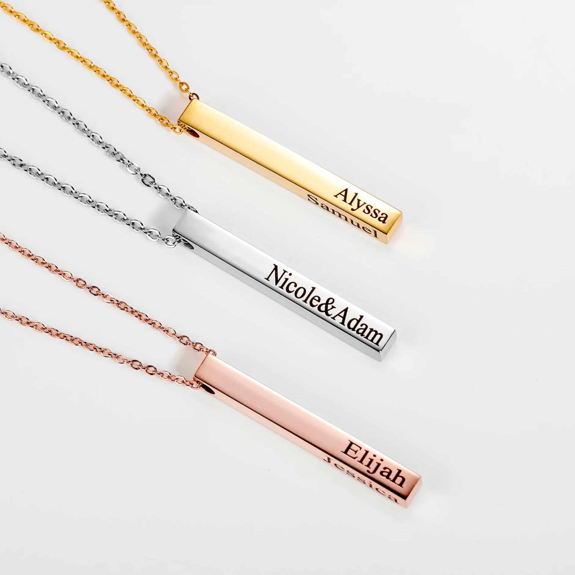 Engraved 3D Bar Necklace - Image 5