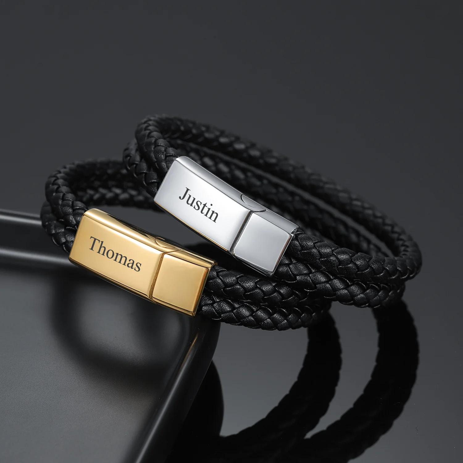 Engraved Leather Bracelet - Image 3