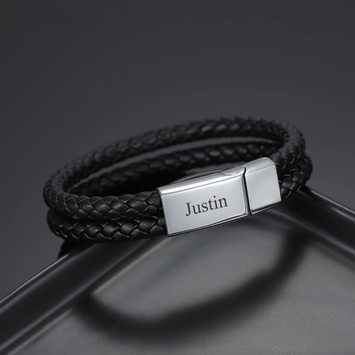 Engraved Leather Bracelet - Image 5