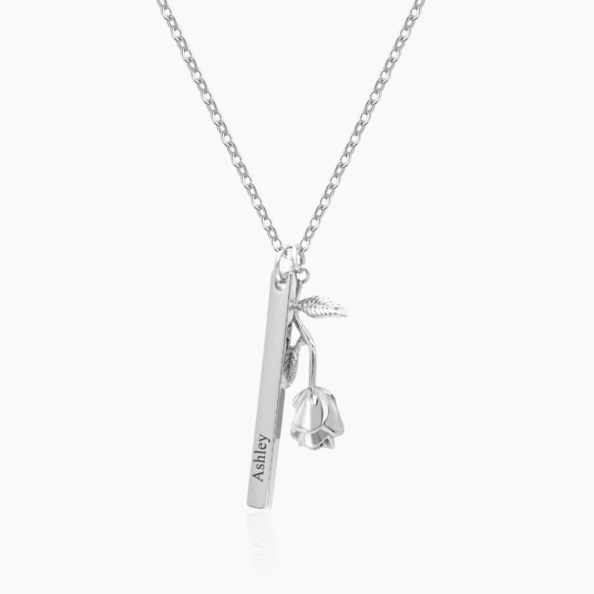 Engraved Rose Bar Necklace - Image 5