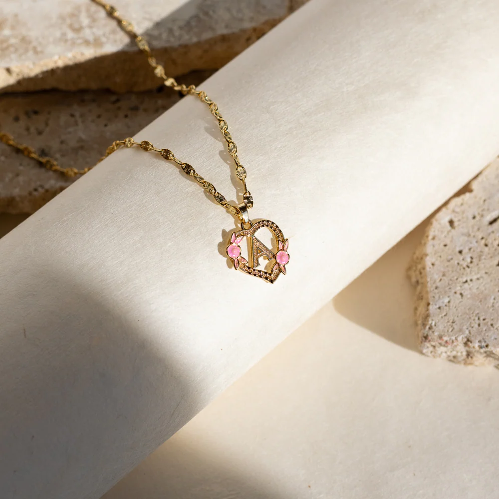 Flower Initial Necklace w/ Clip Chain - Image 4