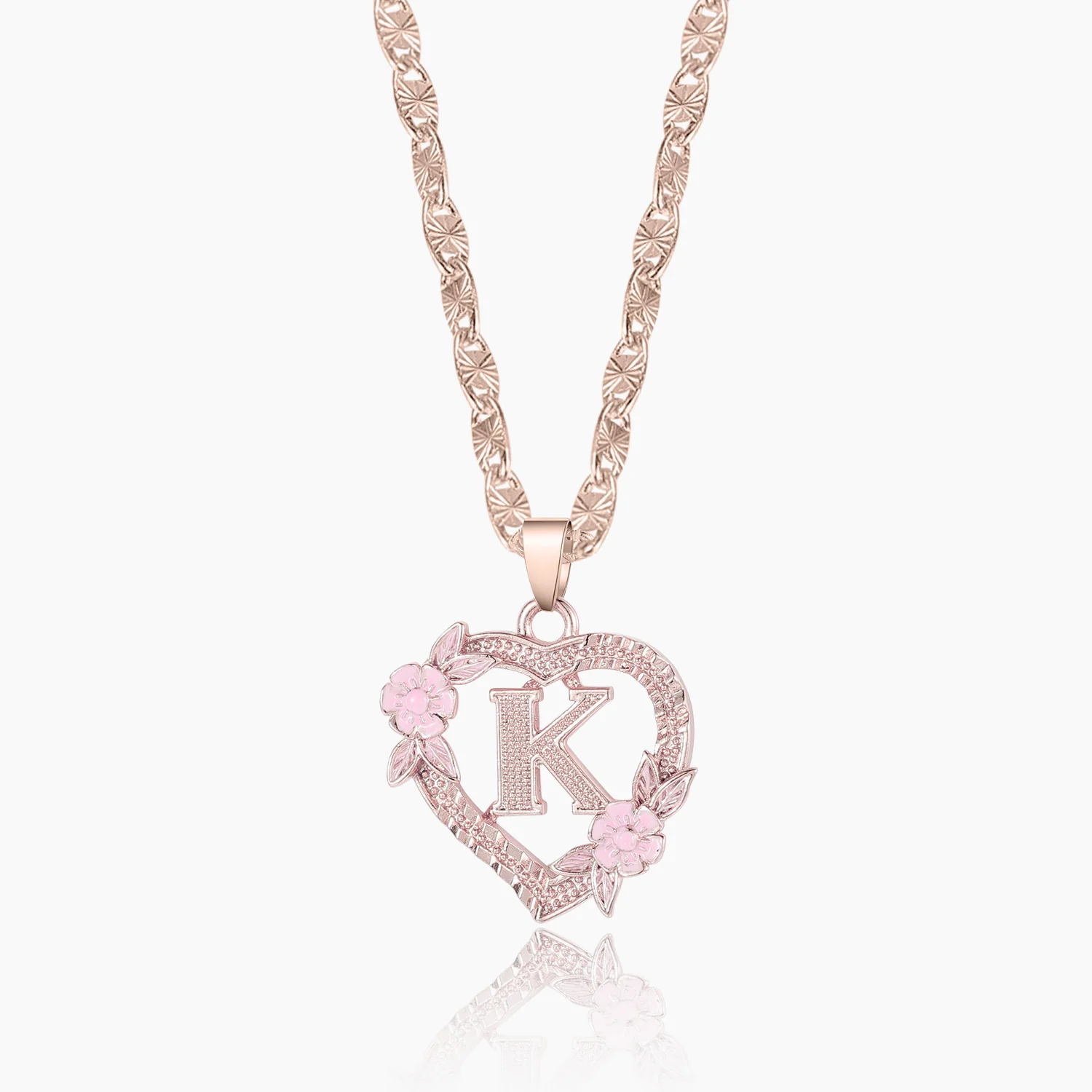 Flower Initial Necklace w/ Clip Chain - Image 7